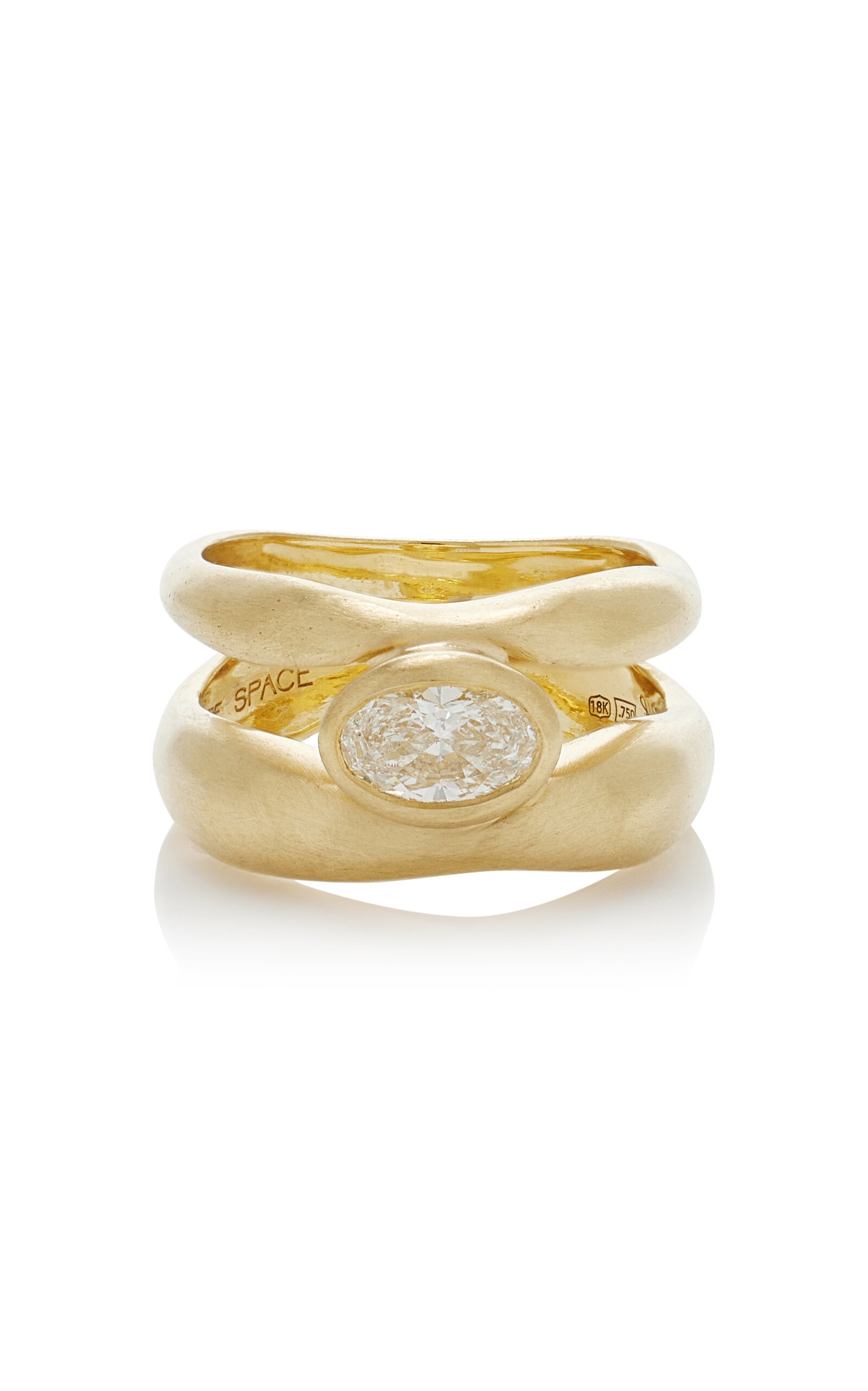 White/space Hover 14k Yellow Gold Diamond Ring