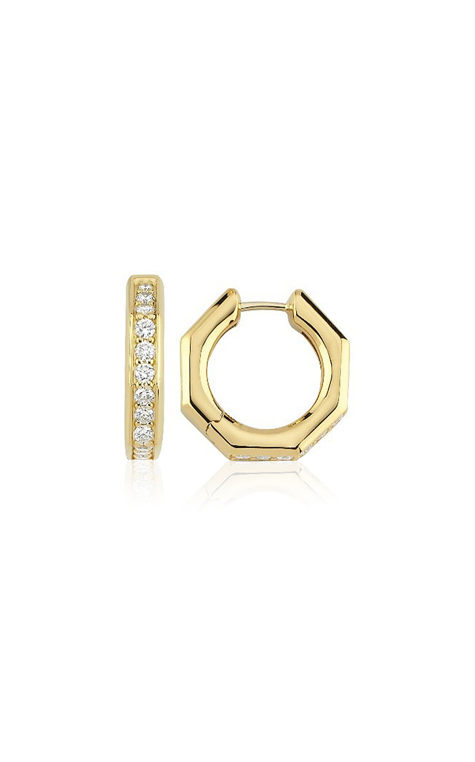 18K Gold Small Pavé Diamond Bubble Hoop Earrings