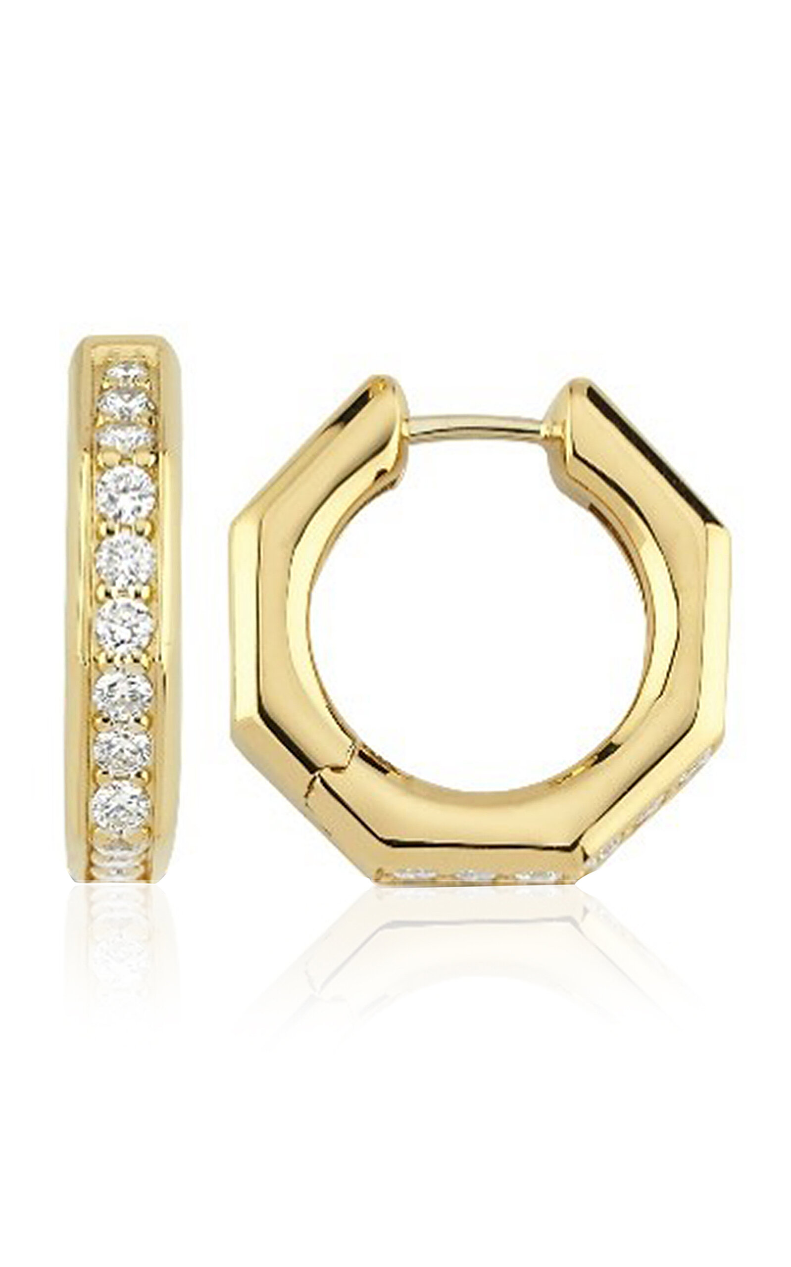 Ascher 18k Gold Large Pavé Diamond Bubble Hoop Earrings