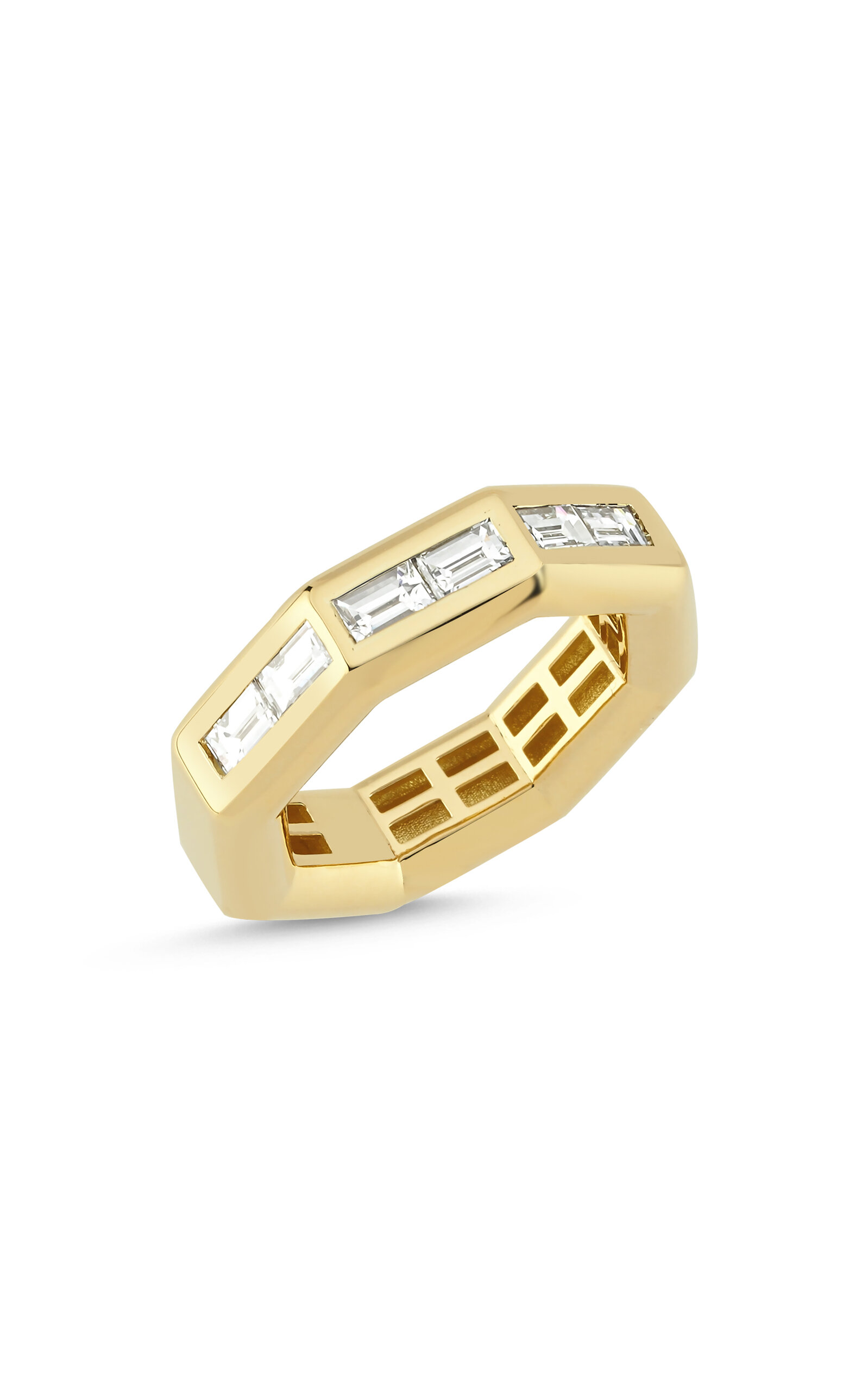 ASCHER 18K GOLD BAGUETTE DIAMOND BUBBLE RING