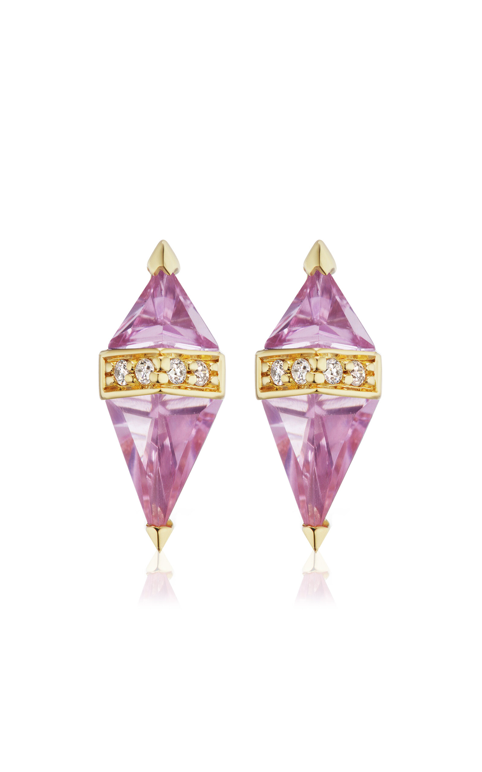 Sorellina 18k Gold Pietra Stud Earrings In Pink