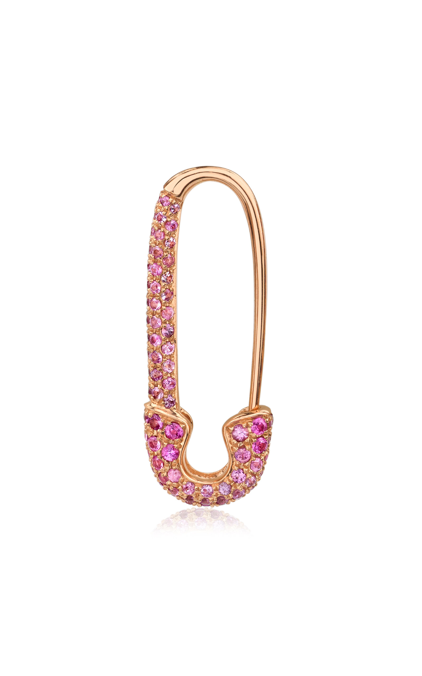 ANITA KO WOMEN'S 18K ROSE GOLD PINK SAPPHIRE SAFETY PIN SINGLE EARRING