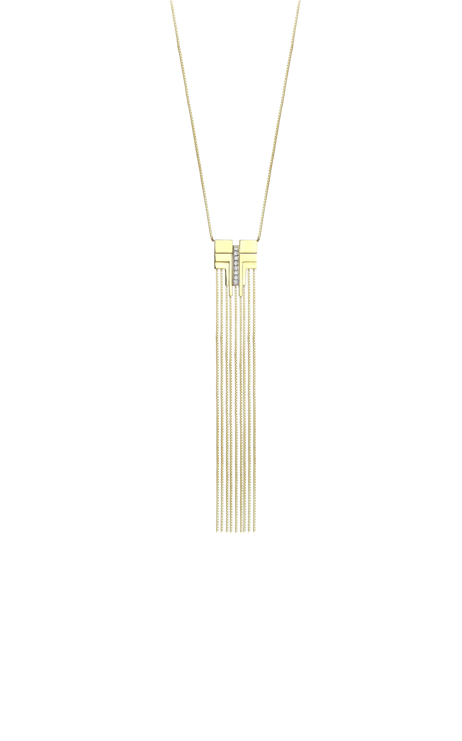 Her Story Fringe Tie 14k Yellow Gold Diamond Necklace