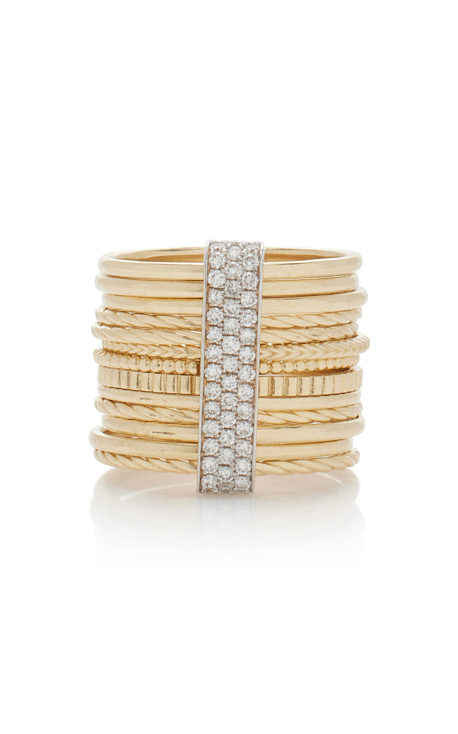 Her Story Women's Attached Coils 14k Yellow Gold Diamond Ring