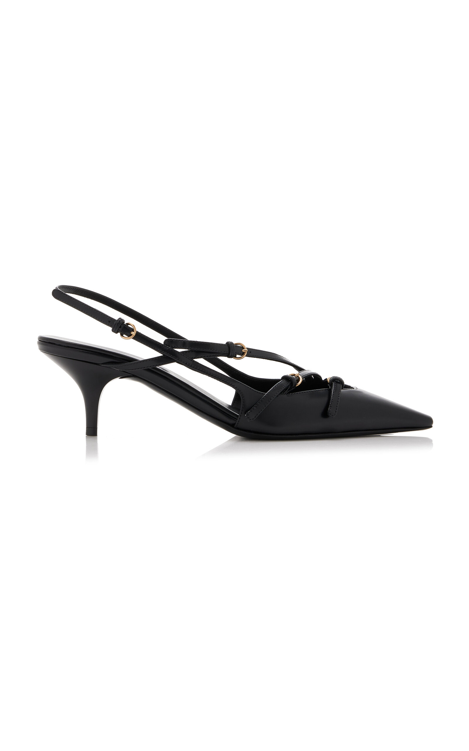 Miu Miu Patent Leather Slingback Pumps With Buckles In Black