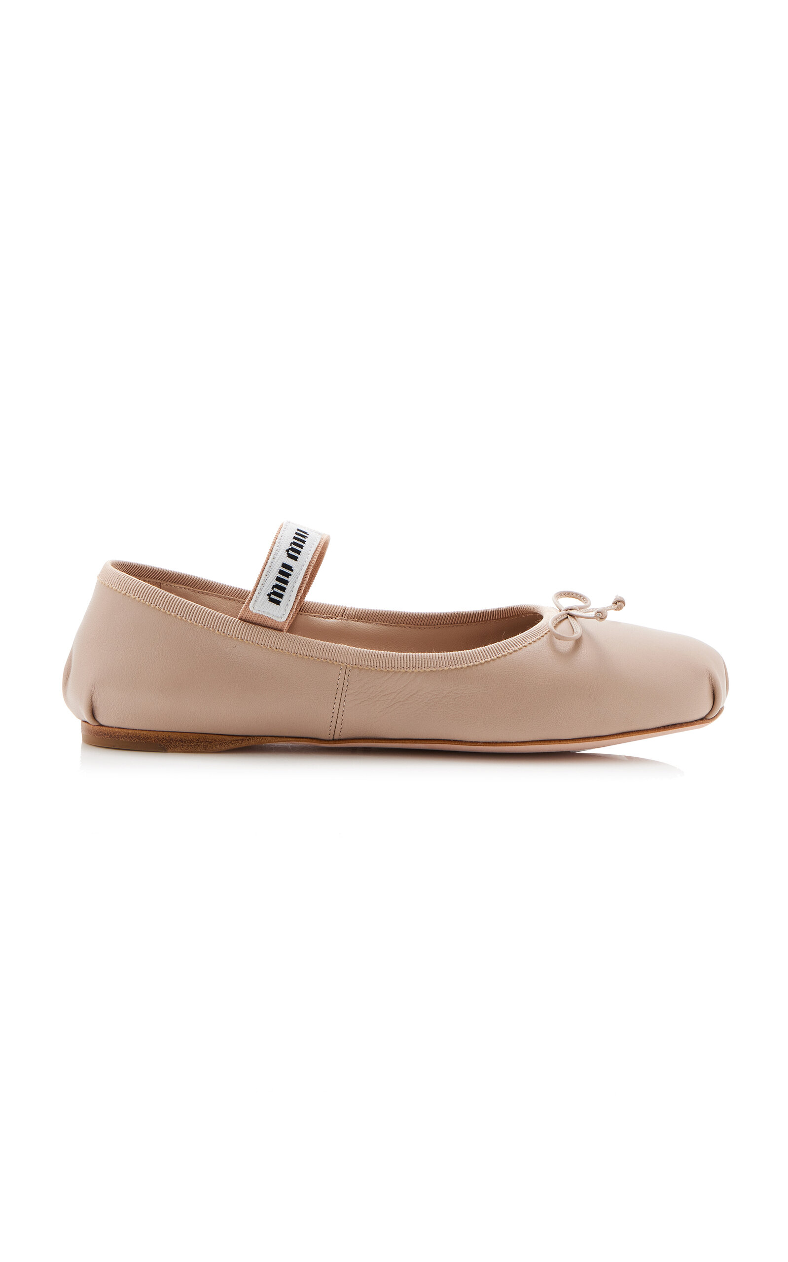 Miu Miu Leather Ballet Flats In Nude