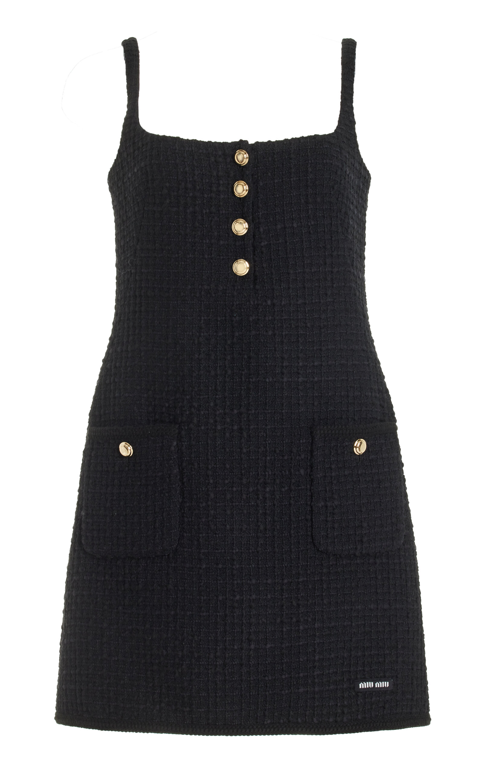 Miu Miu Tweed Wool-blend Mini Dress In Black