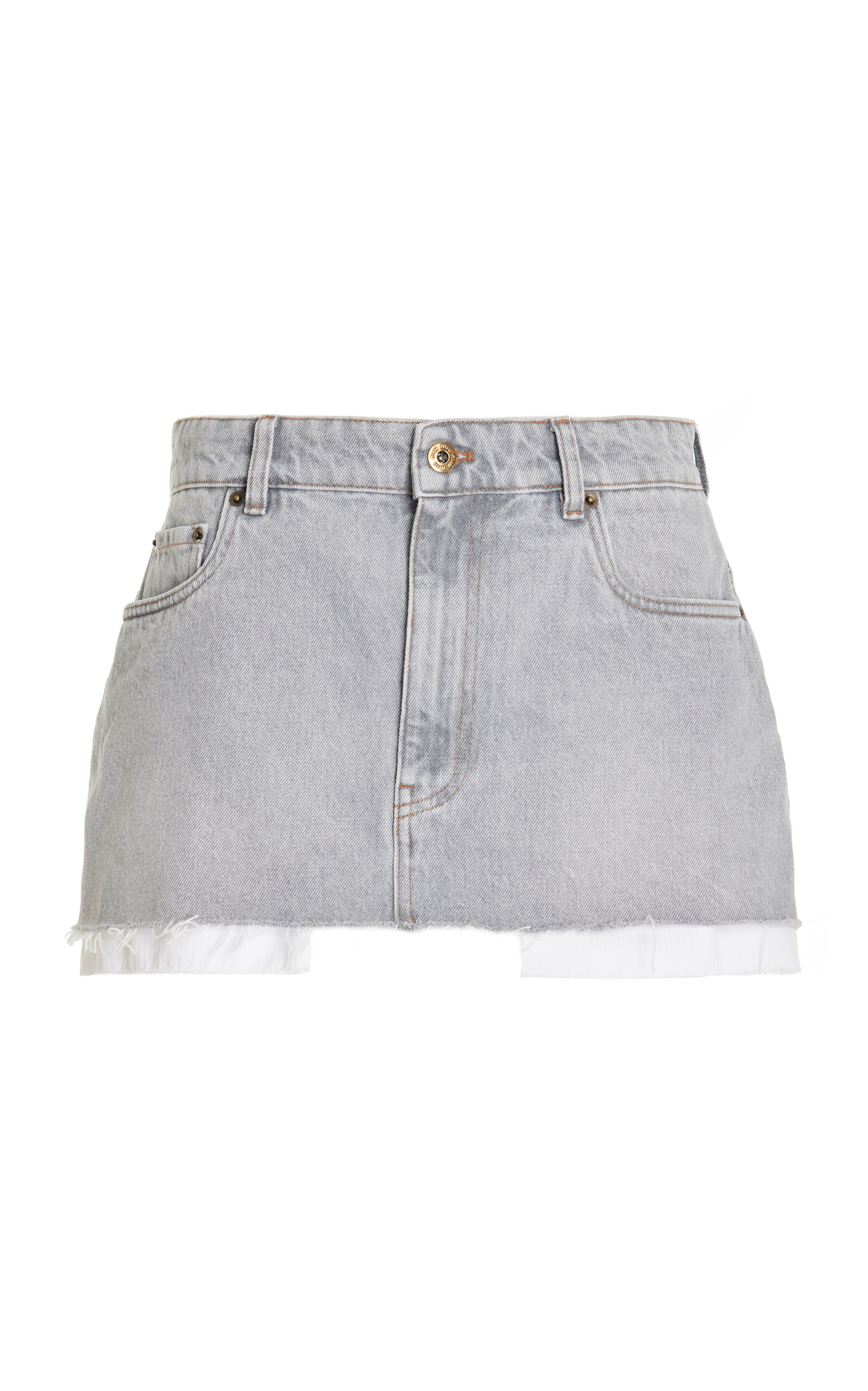 Miu Miu Denim Shorts In Grey