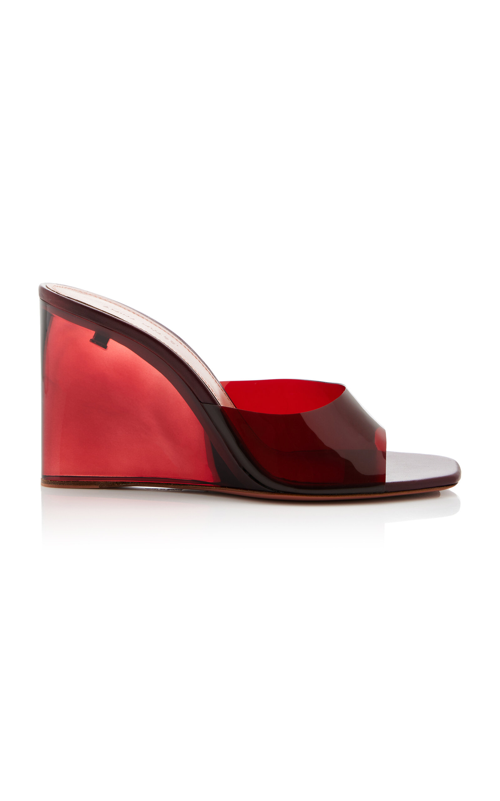 Amina Muaddi - Lupita PVC Wedge Sandals - Red - IT 37.5 - Moda Operandi