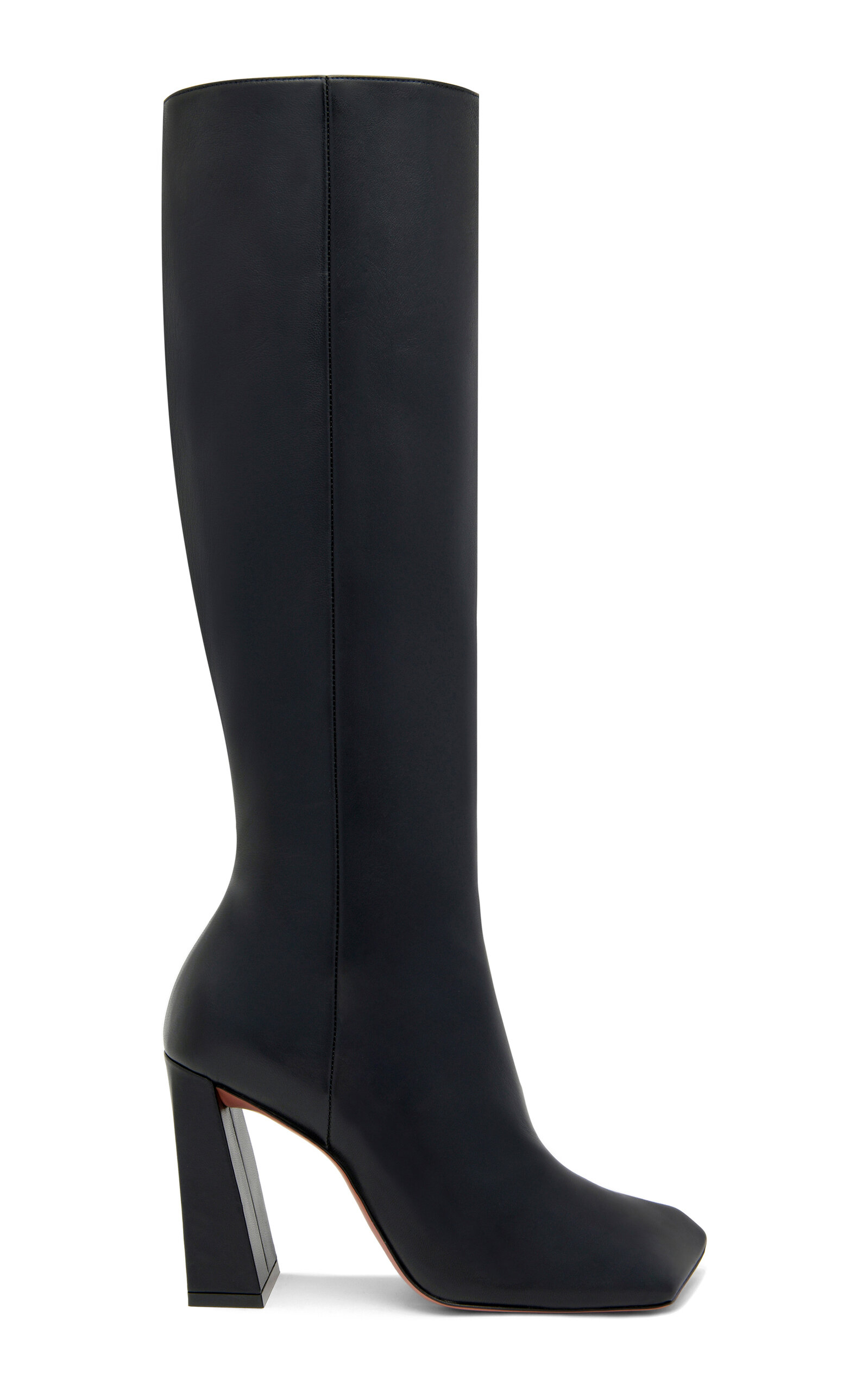Shop Amina Muaddi Marine Leather Knee Boots In Black