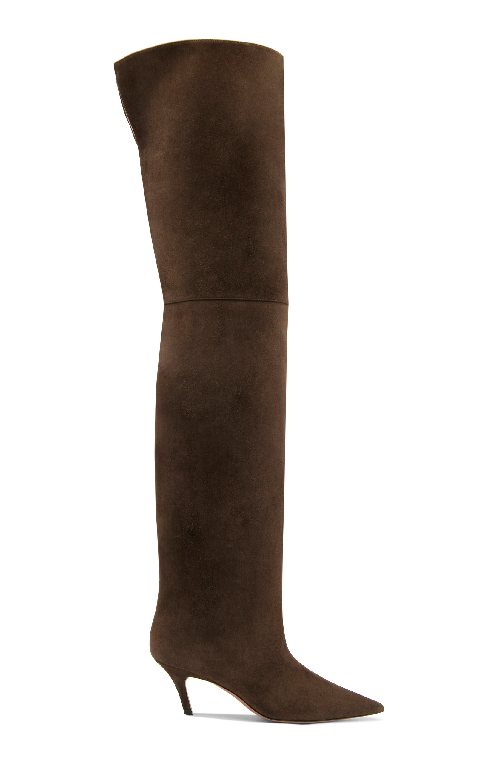 Amina Muaddi Fiona Suede Thigh-High Boots - Brown