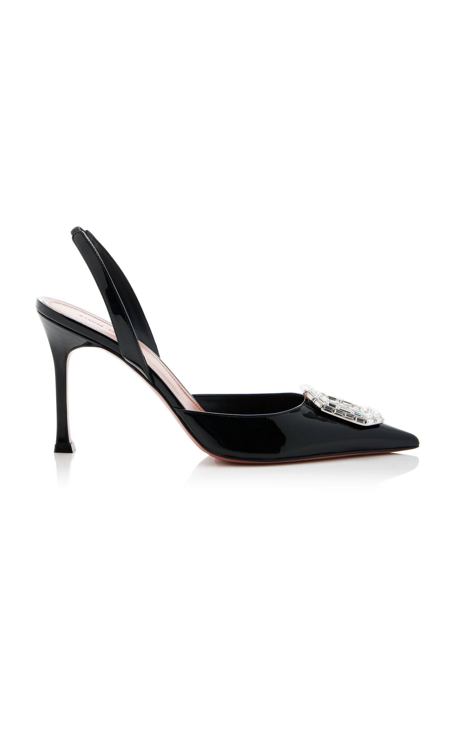 Amina Muaddi Black Satin Camelia Pumps In Multicolor