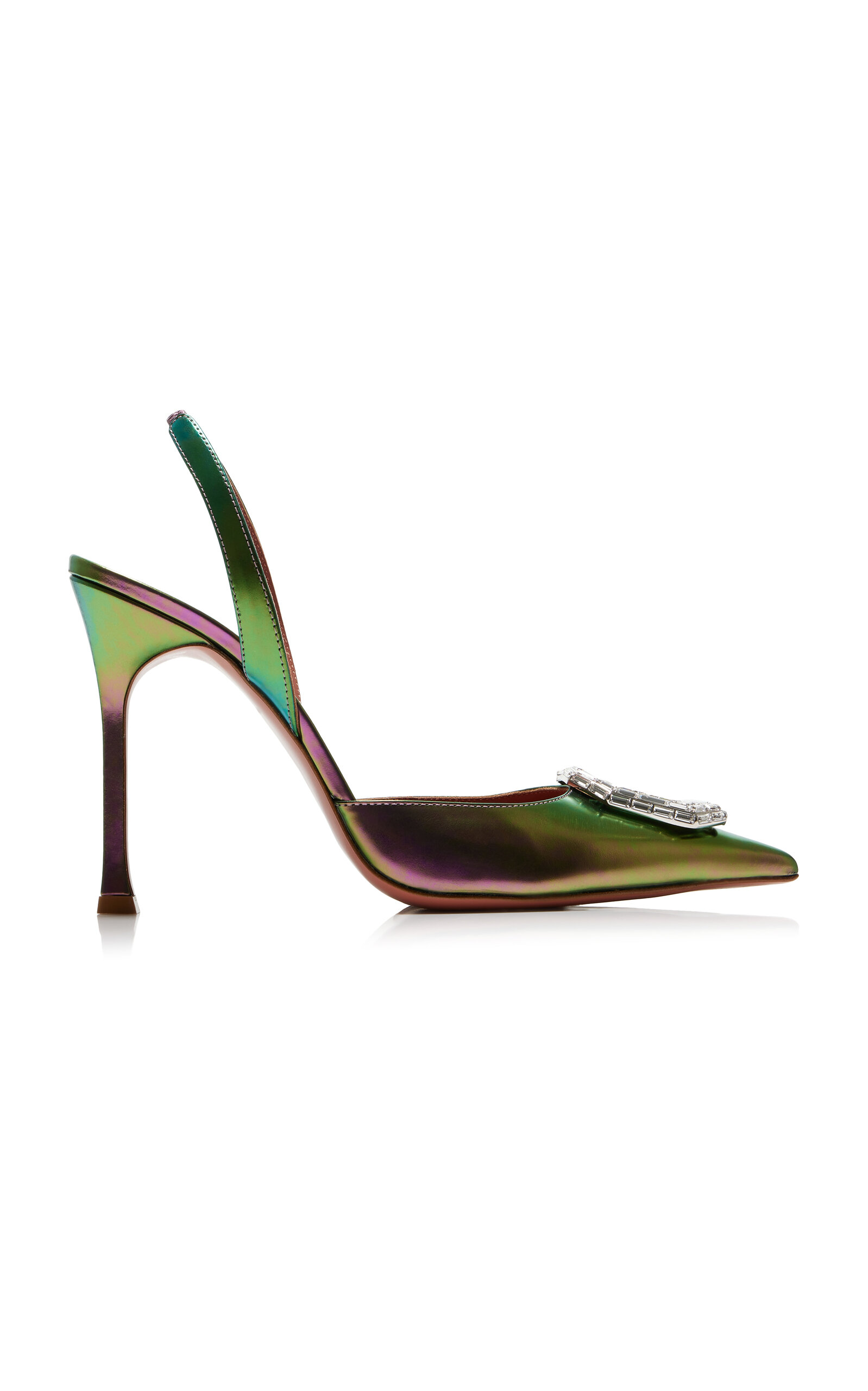 Amina Muaddi Camelia Patent Leather Slingback Pumps - Green - IT 38.5