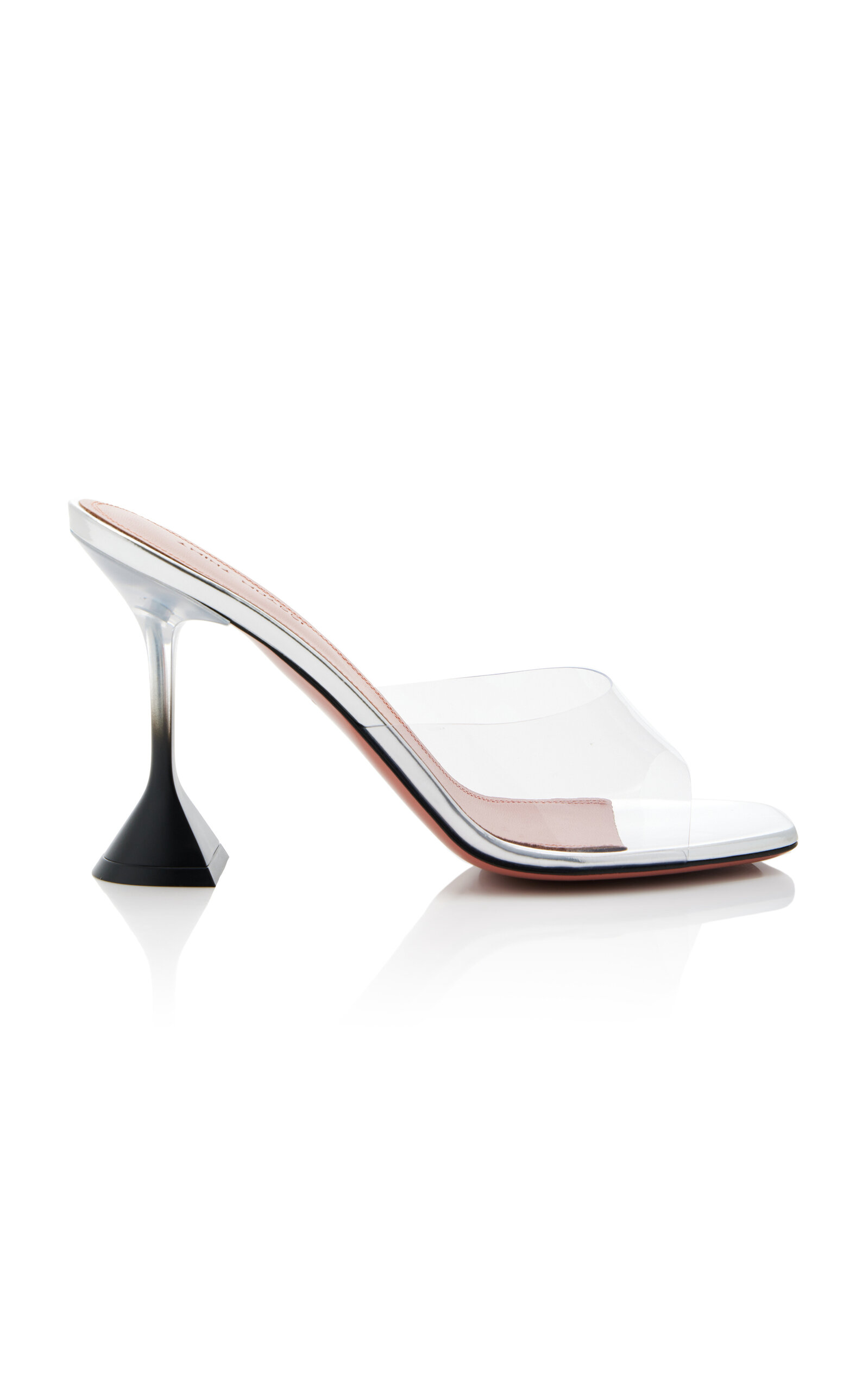 Amina Muaddi Lupita Glass Slipper Sandals Transparent And Black Ombre Heel In Black