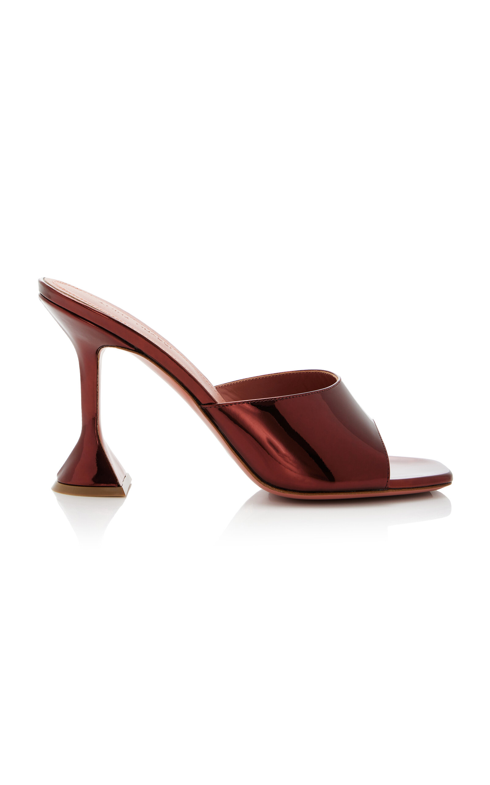 Amina Muaddi - Lupita Mirrored Leather Sandals - Brown - IT 37 - Moda Operandi