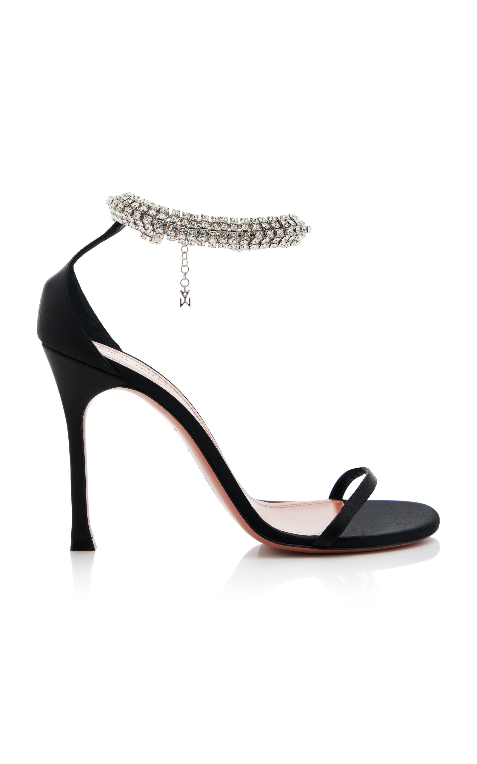 Amina Muaddi Iman Crystal-Embellished Satin Sandals - Black