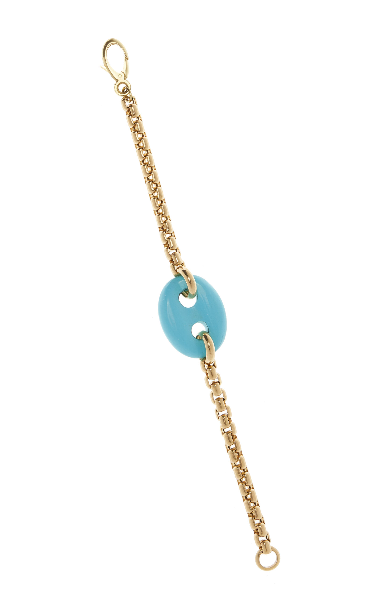 Jenna Blake 18k Gold Turquoise Mariner Link Bracelet In Blue