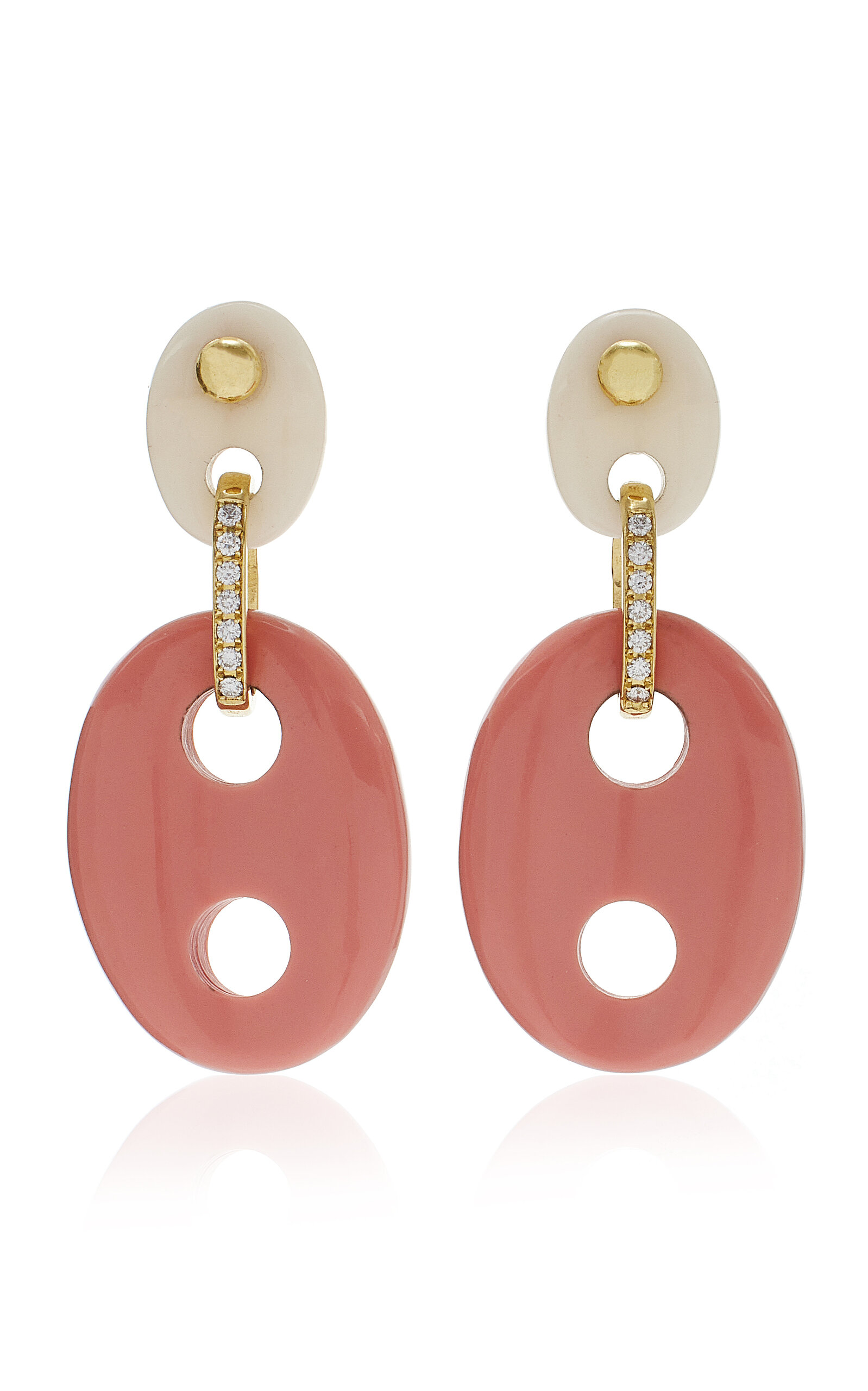 Jenna Blake 18k Gold Multi-stone Mariner Link Earrings In Pink