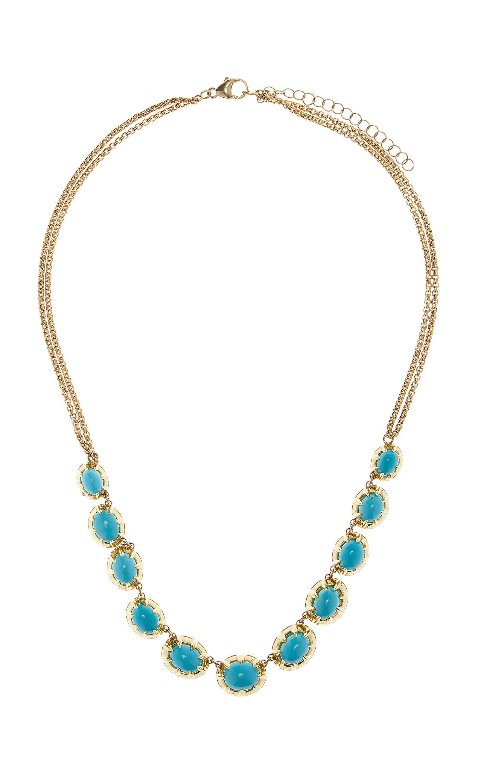 Jenna Blake 18k Gold Victorian Turquoise Diamond Necklace In Blue