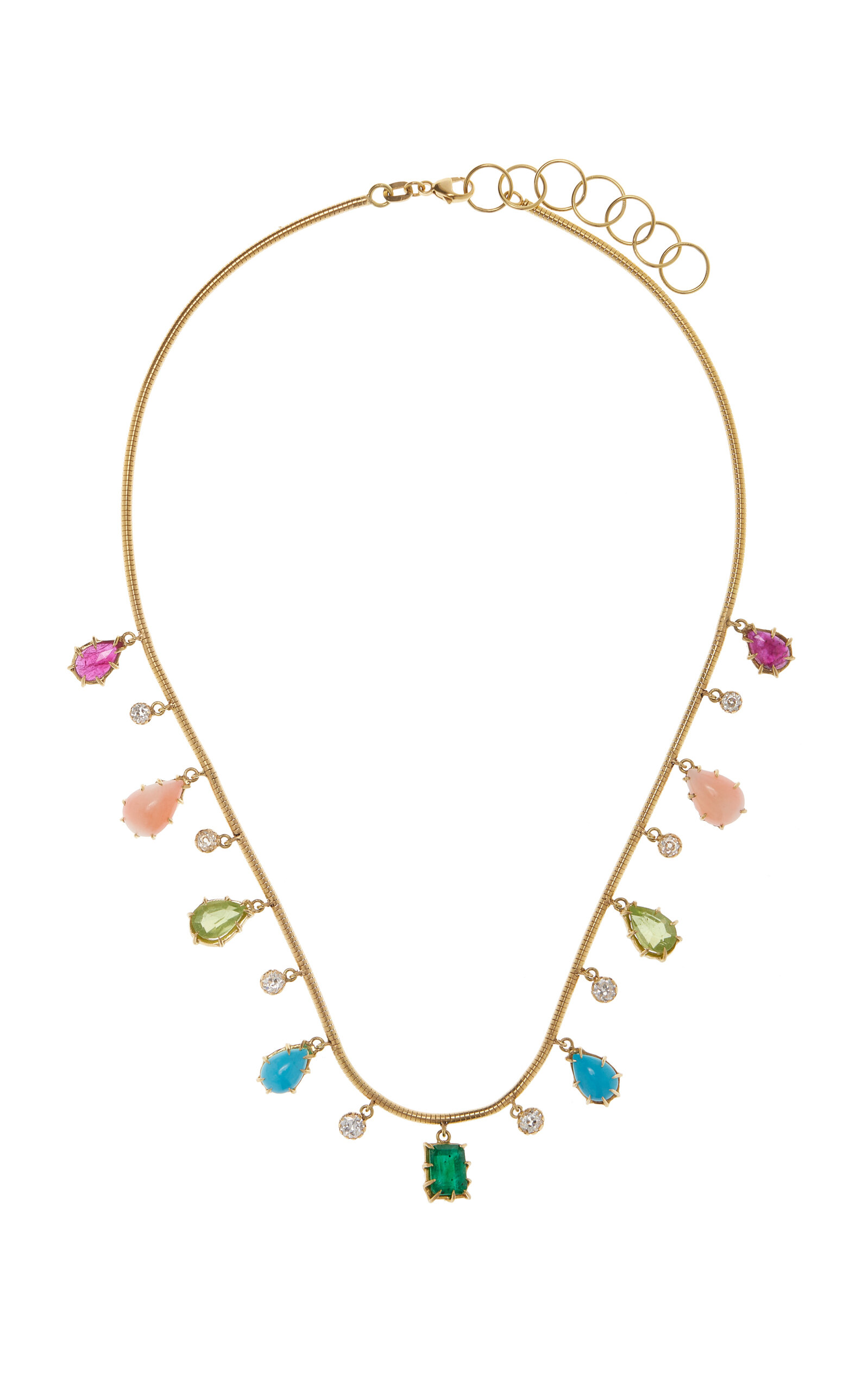 Jenna Blake 18k Gold Multi-color Fringe Necklace
