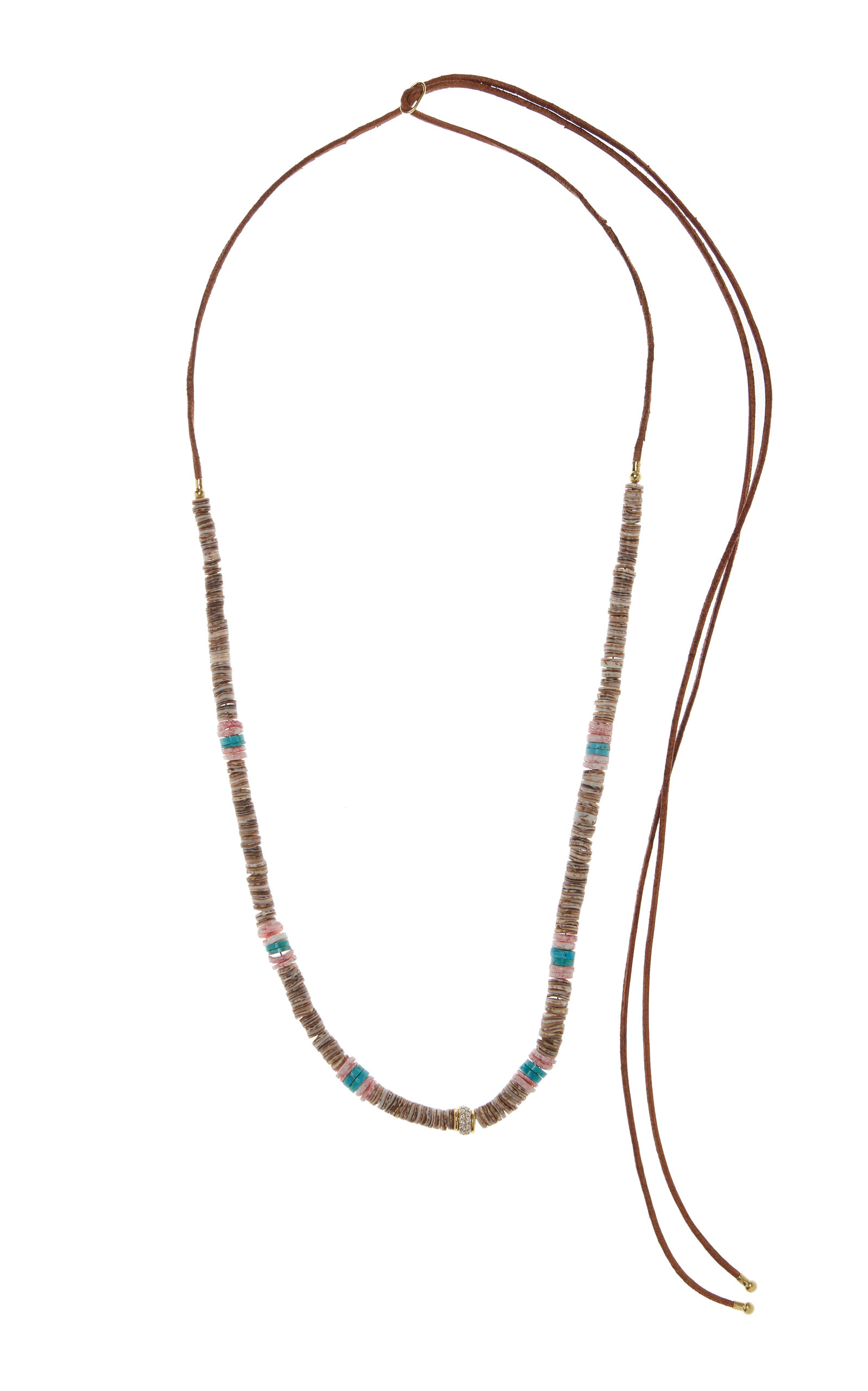 Jenna Blake Beaded Leather Necklace In Tan