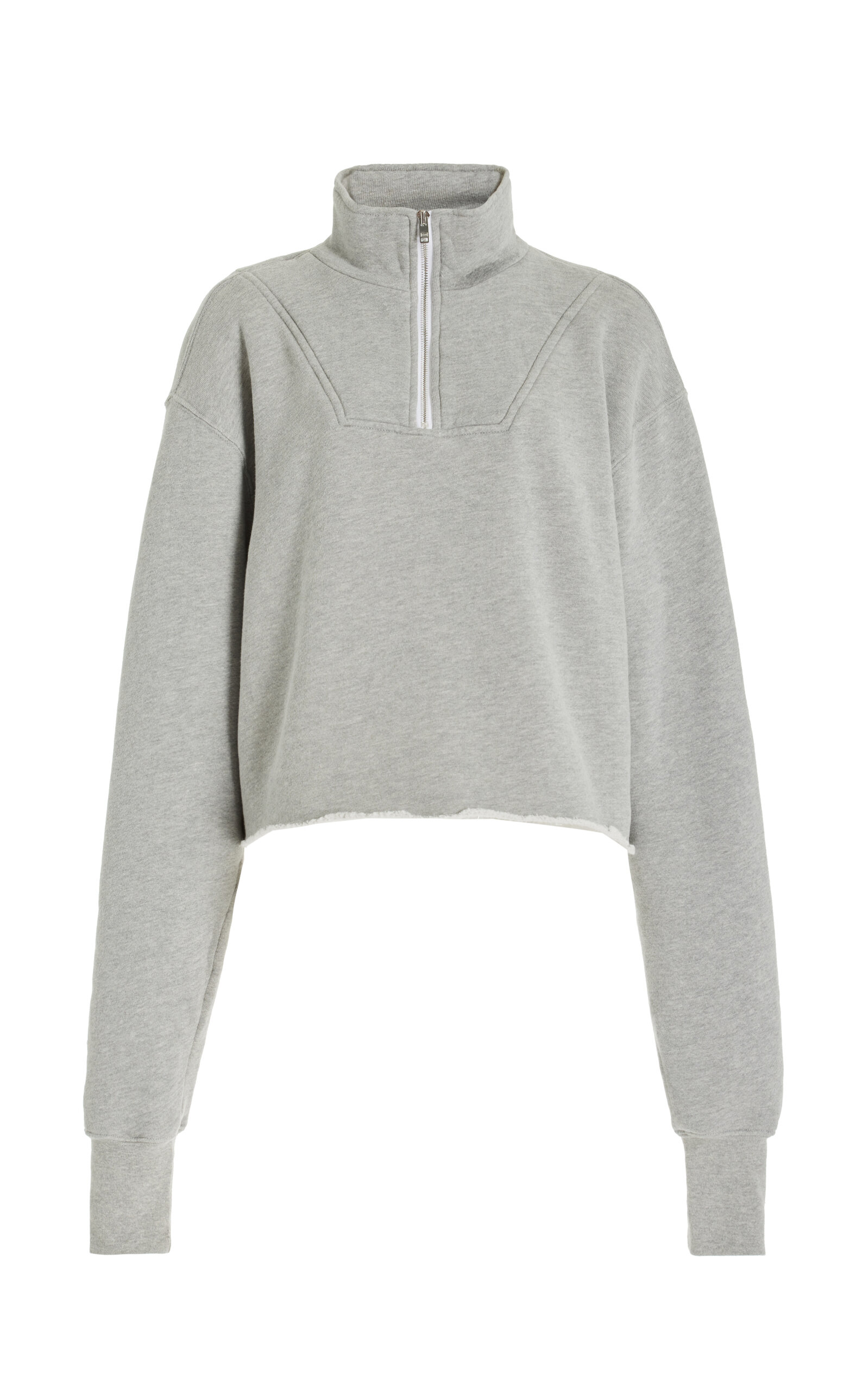 Les Tien Haley Cropped Half-Zip Cotton Sweatshirt - Women's Clothing