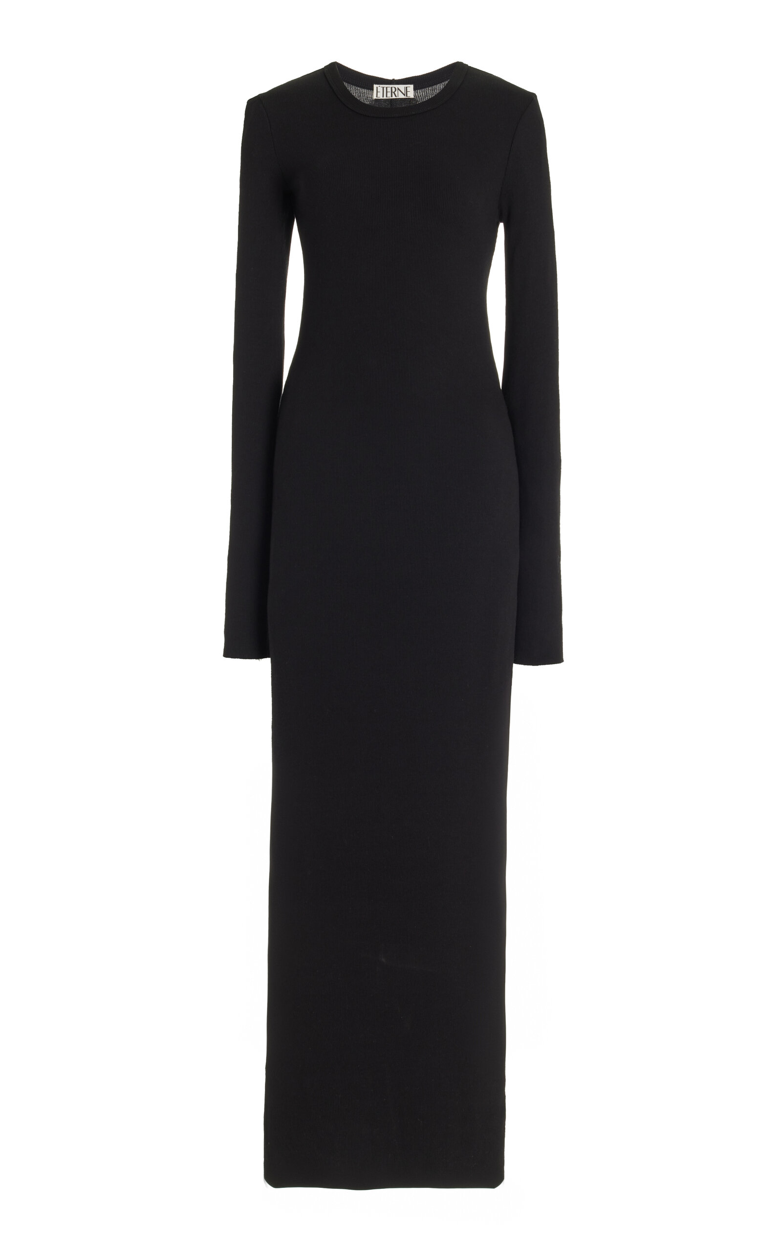 Éterne Long Sleeve Crewneck Maxi Dress In Black