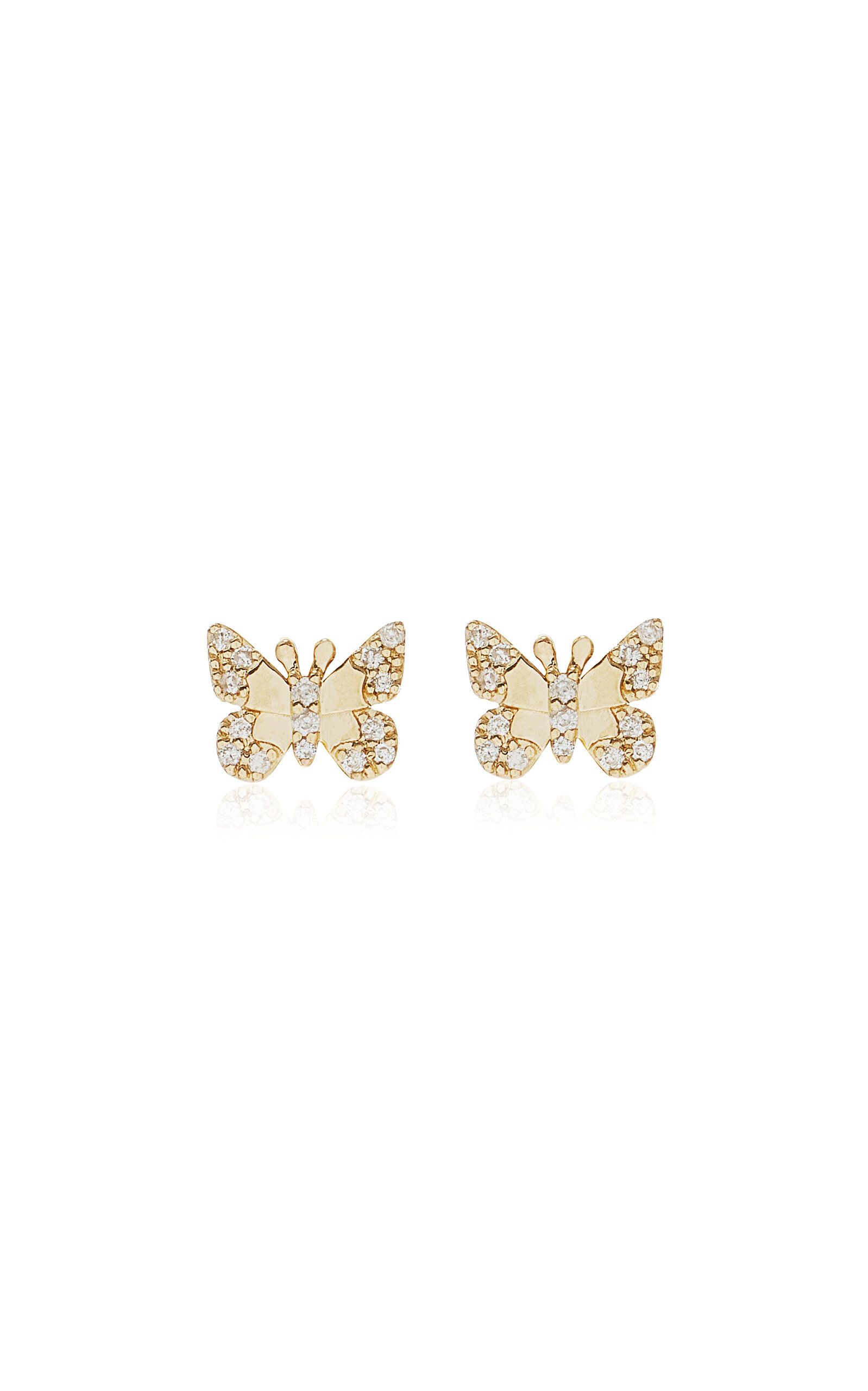 ADINA REYTER 14K YELLOW GOLD DIAMOND BUTTERFLY STUD EARRINGS