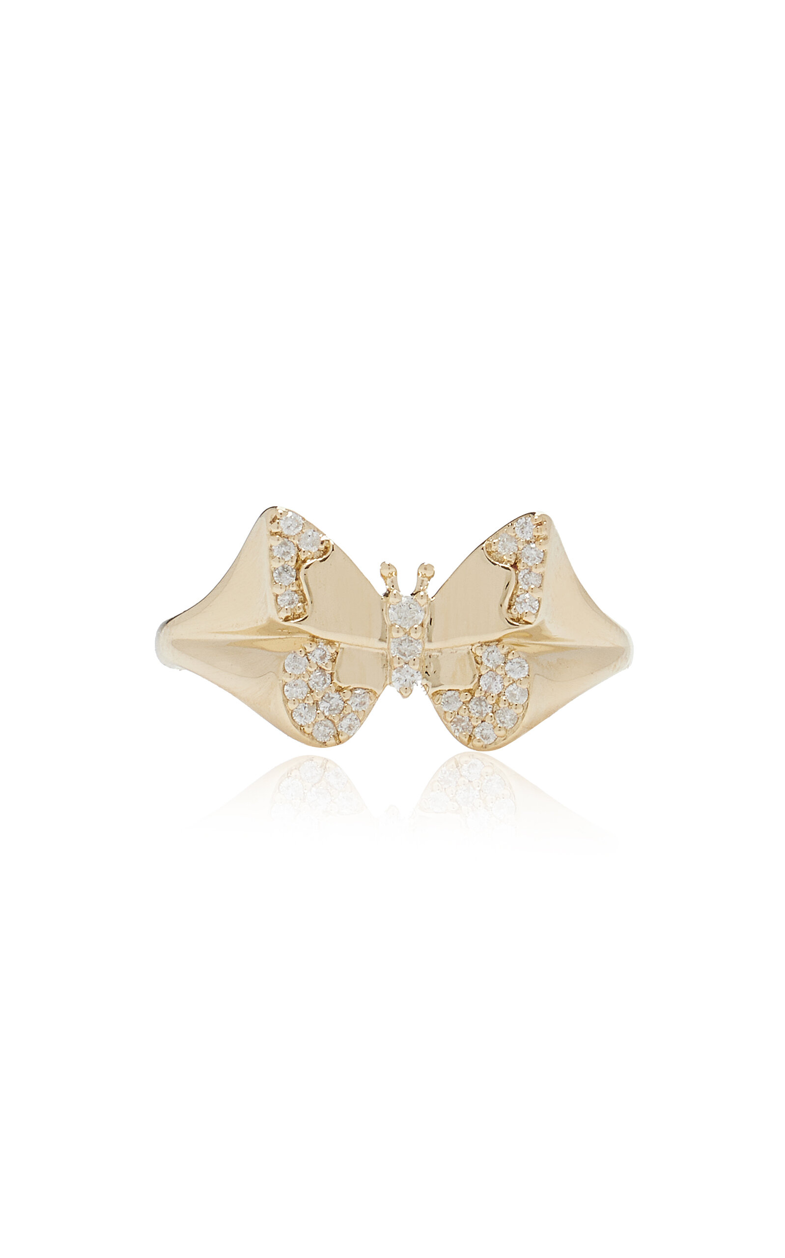 Adina Reyter Diamond Butterfly Signet Ring In Gold