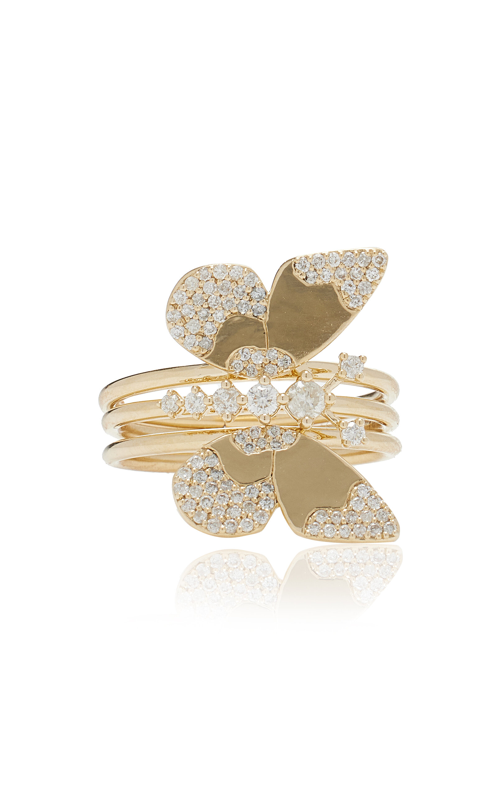 Adina Reyter Enchanted Large Diamond Butterfly Ring Set In Gold