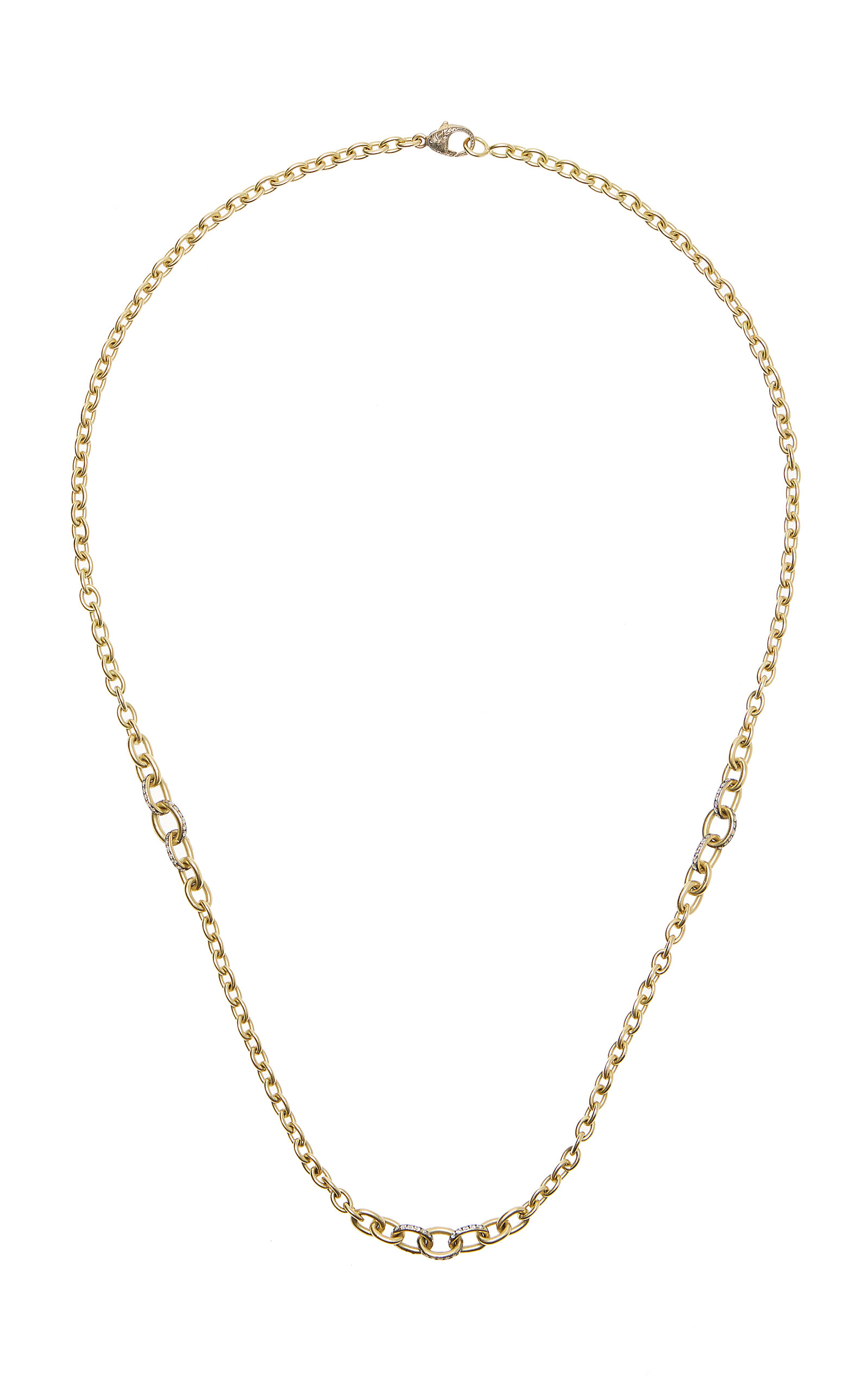 Sylva & Cie 18K Gold Three Diamond Section Chain Necklace - Gold - OS - Moda Operandi