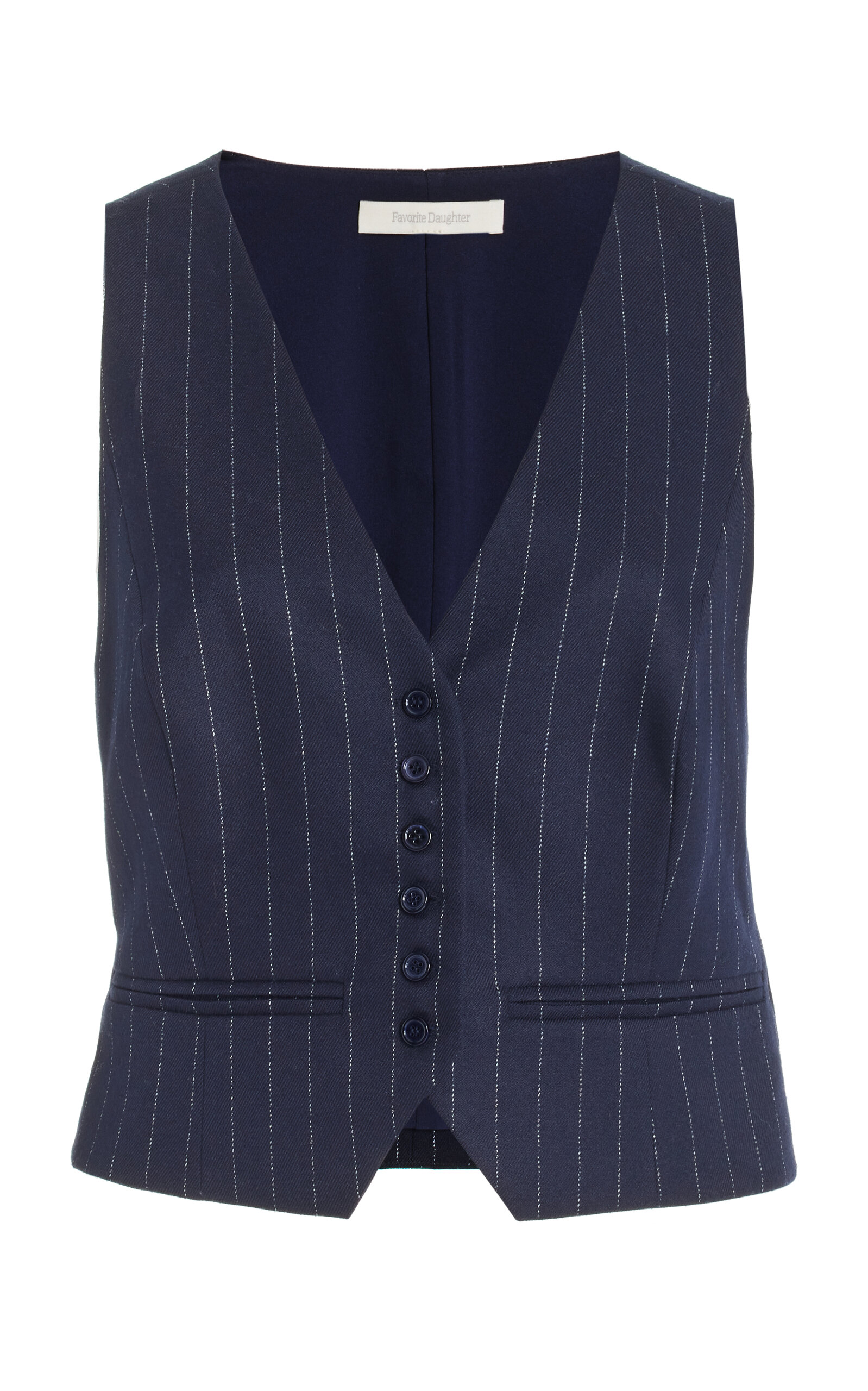 Favorite Daughter The Favorite Metallic Pinstripe Vest In Navy