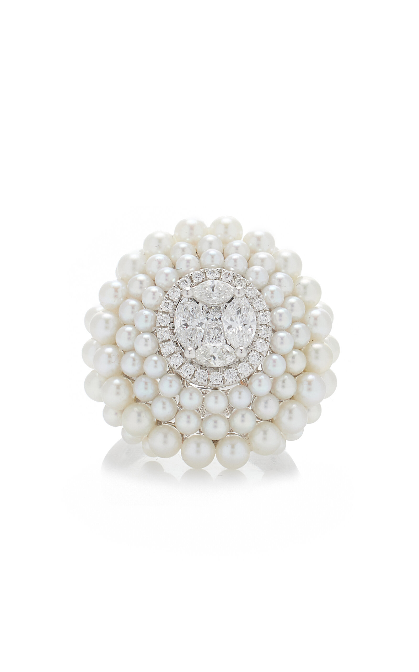 Amrapali One of a Kind 18K White Gold Pearl & Diamond Mukta Ring