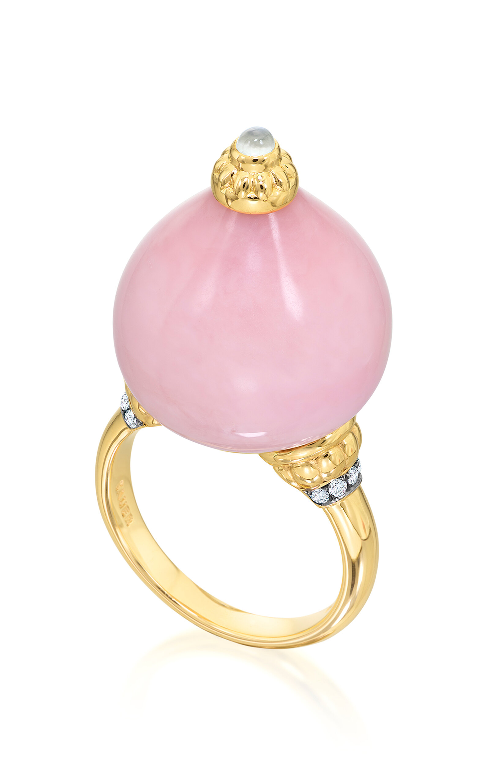 SAUER WOMEN'S CAMILA 18K YELLOW GOLD PINK OPAL RING