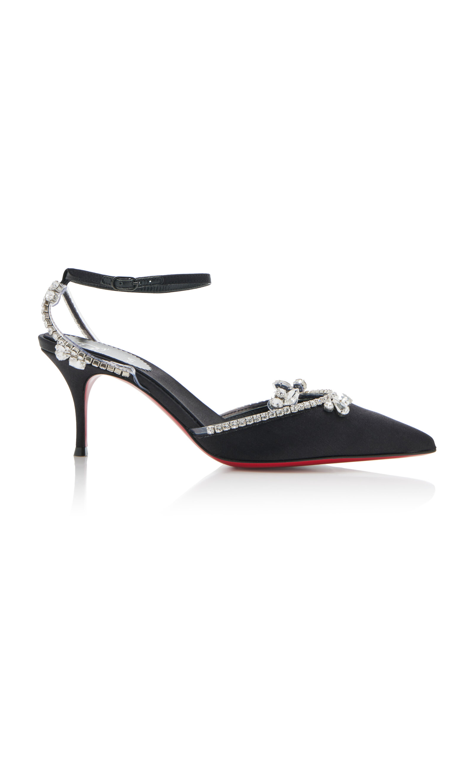 Shop Christian Louboutin Marykate Queen 70mm Crystal-embellished Crepe Satin Pumps In Black