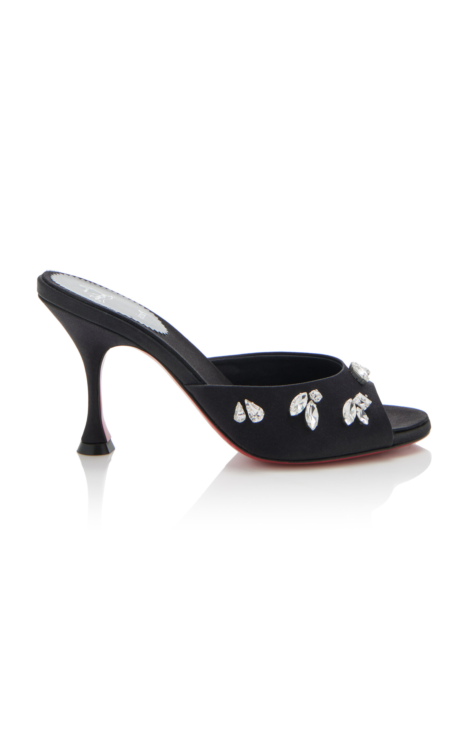 Shop Christian Louboutin Degraqueen 85mm Crystal-embellished Crepe Satin Sandals In Black