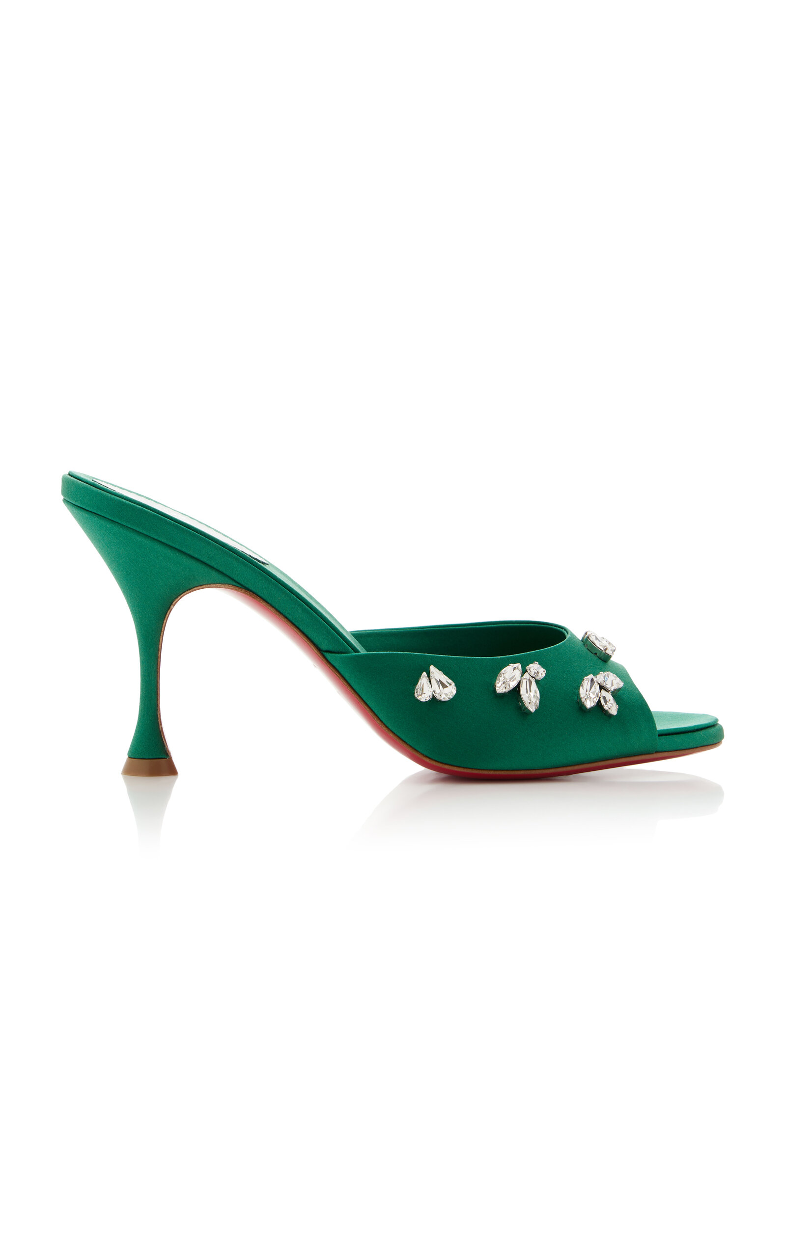 Christian Louboutin Degraqueen 85mm Crystal-embellished Crepe Satin Sandals In Green