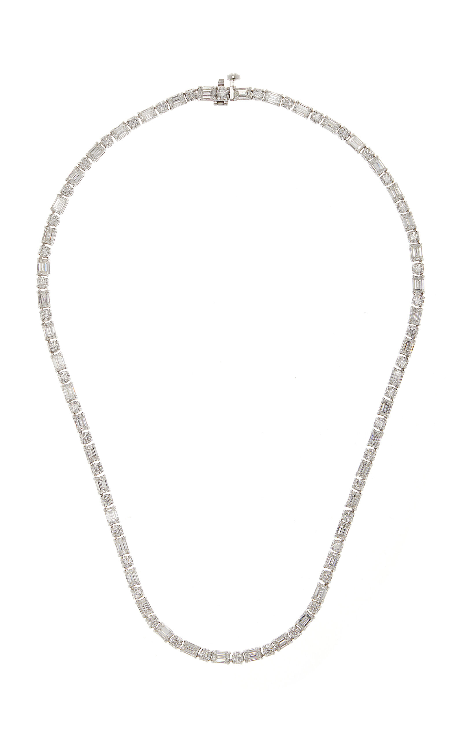 Emerald & Round VRAI Created Mixed Diamond Tennis Necklace