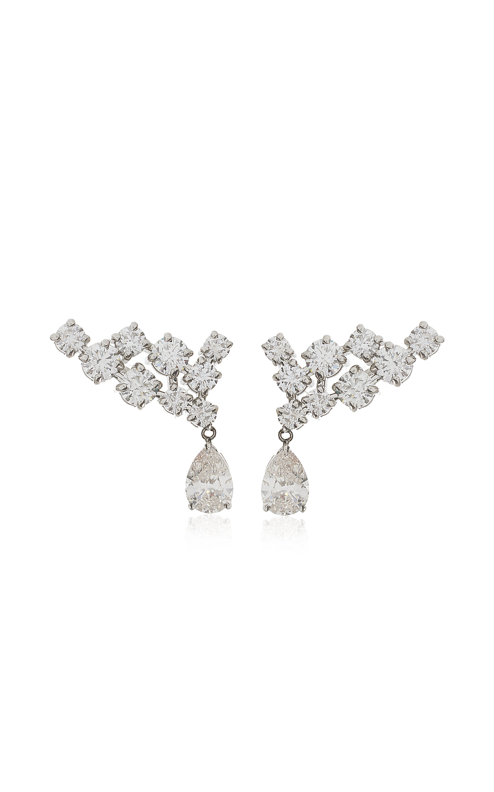 Vrai Cluster Pear Drop Diamond Earrings In White