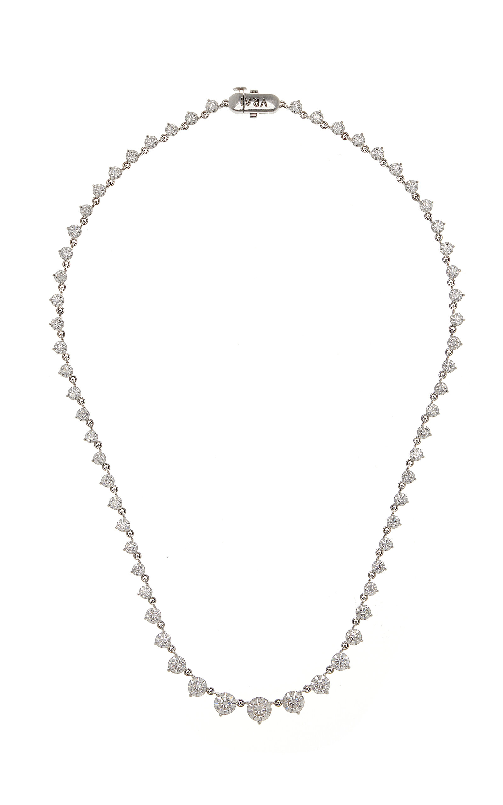 14K White Gold Full Linked VRAI Created Diamond Tennis Necklace