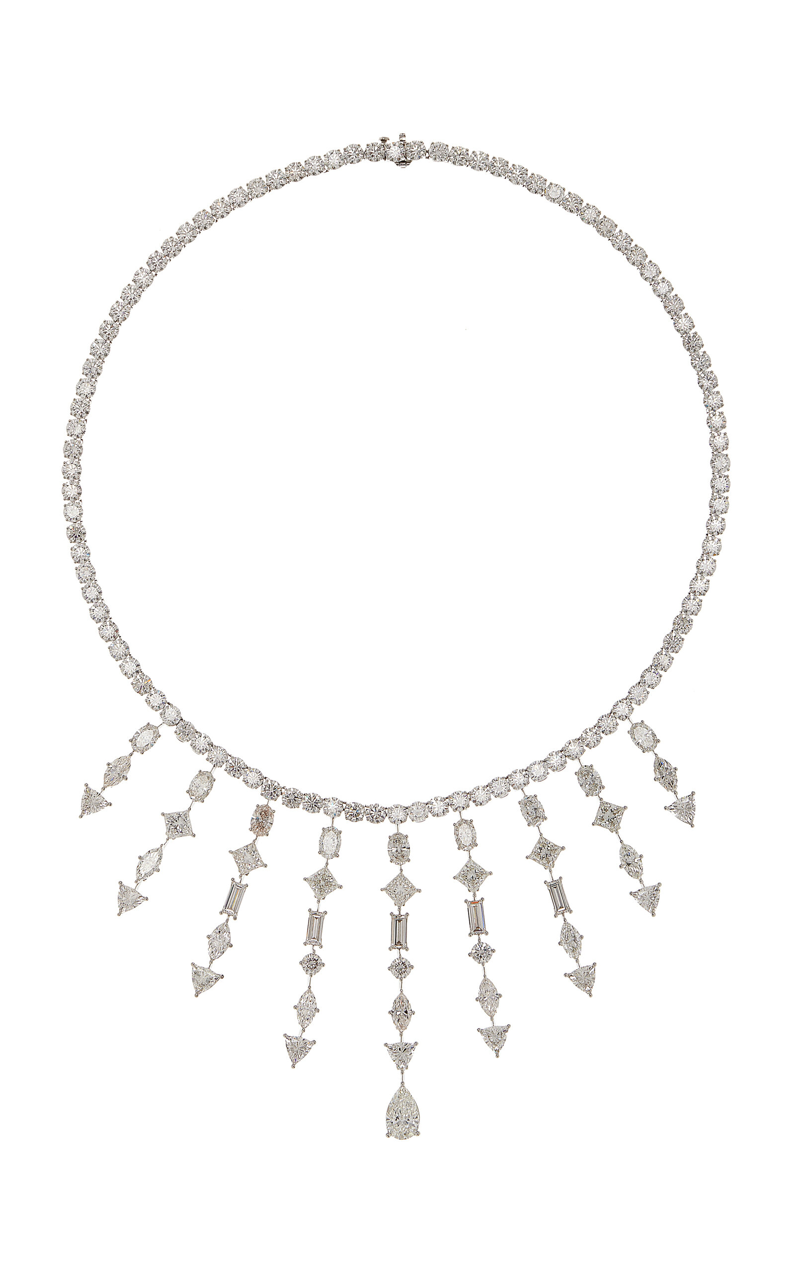 14K White Gold VRAI Created Diamond Cascade Necklace