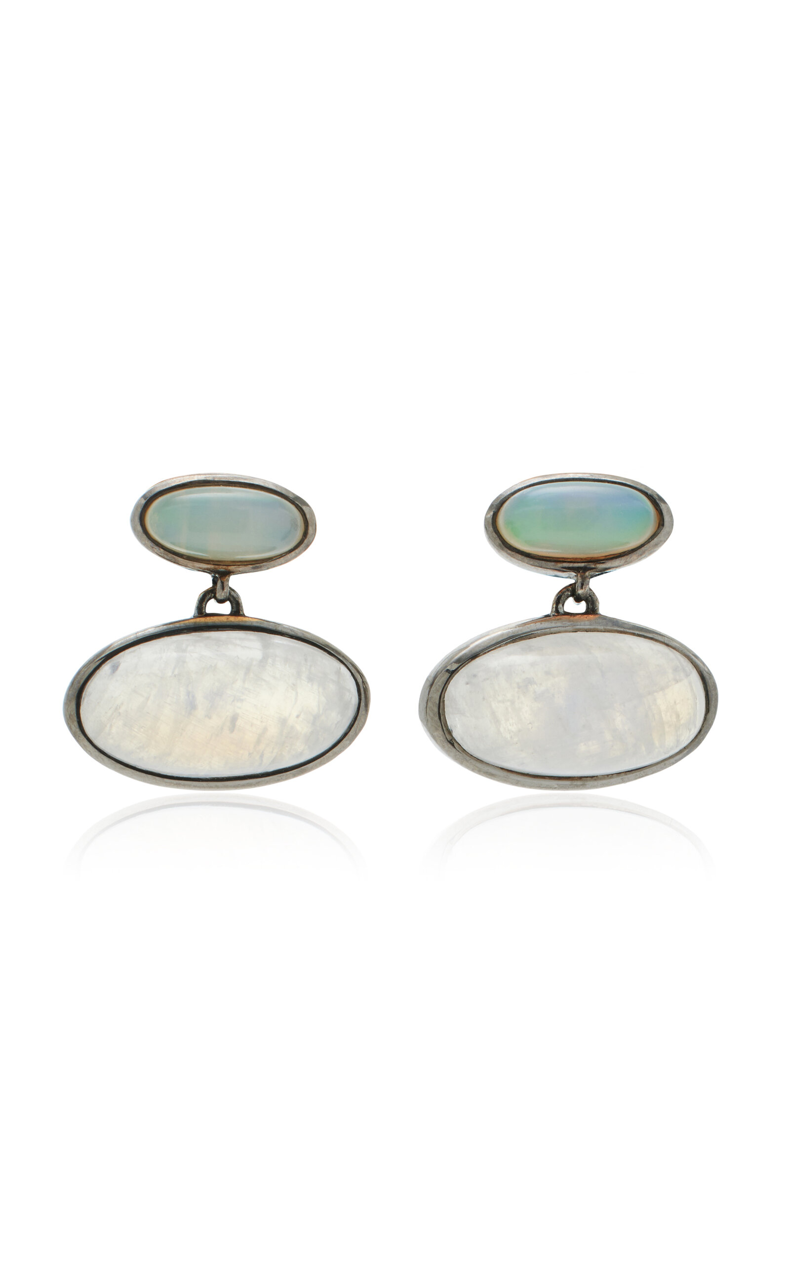 Orbit Sterling Silver Moonstone And Opal Earrings