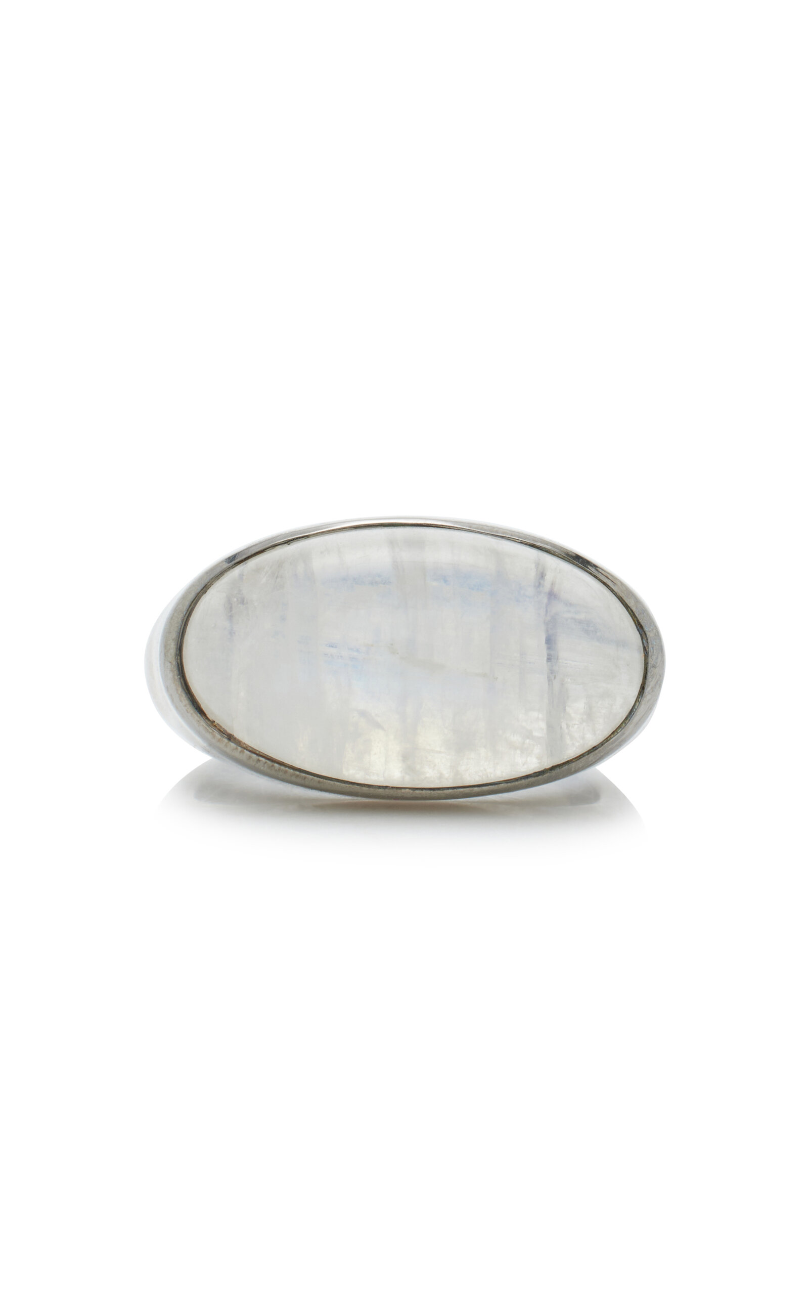Single Elliptic Sterling Silver Moonstone Ring