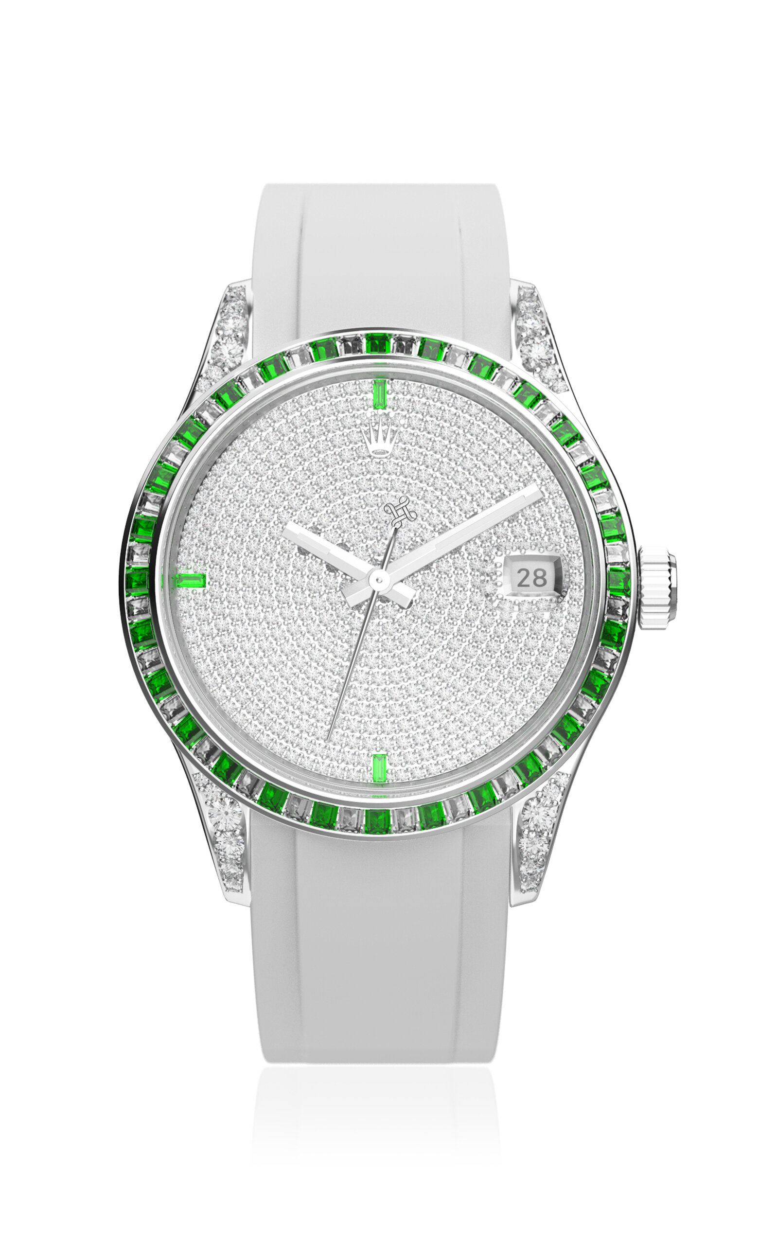 Private Label London Reflekt Date Just Roulette Diamond Watch In Silver