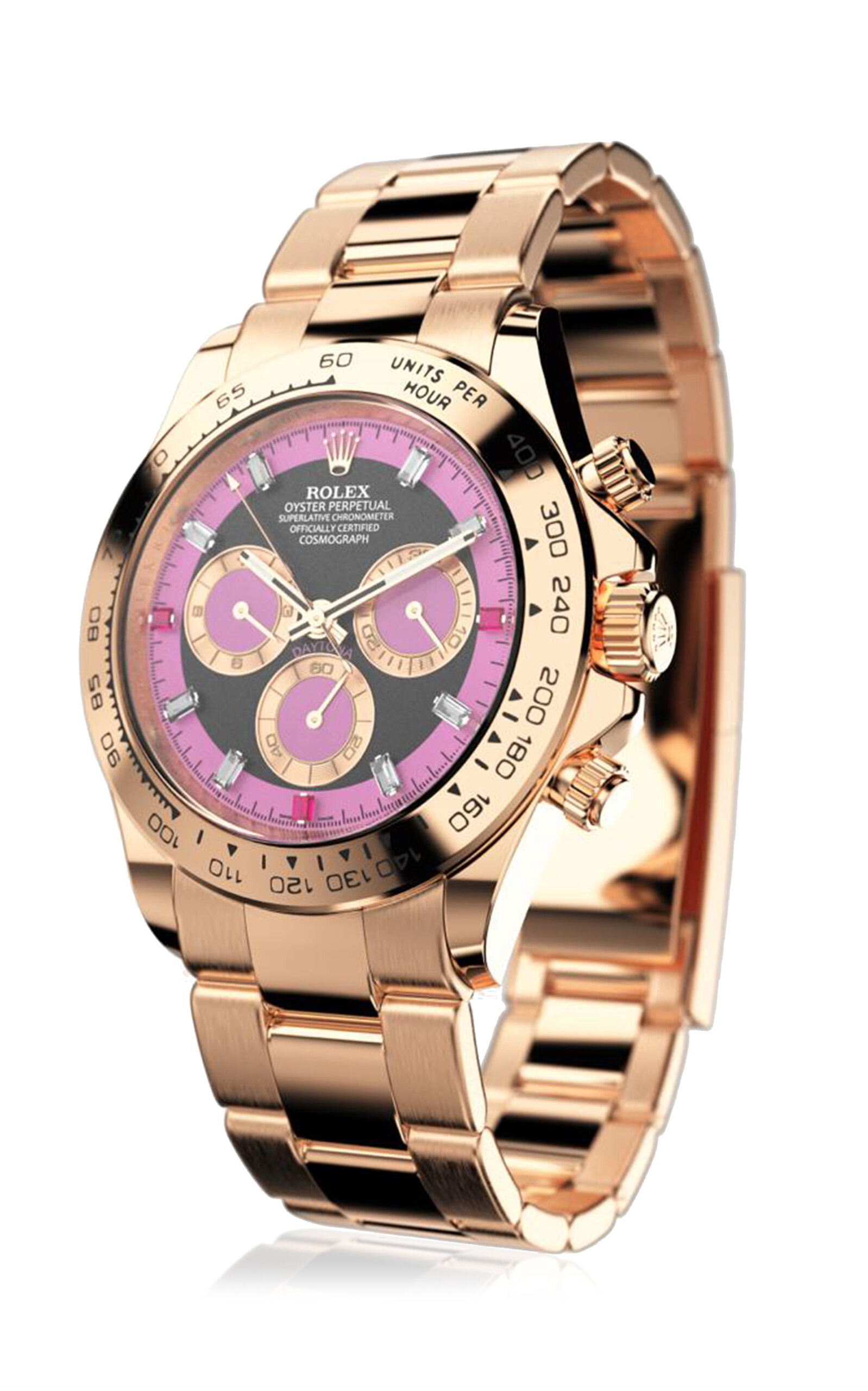 Private Label London Rose Gold Pink Daytona Sport Watch In Silver
