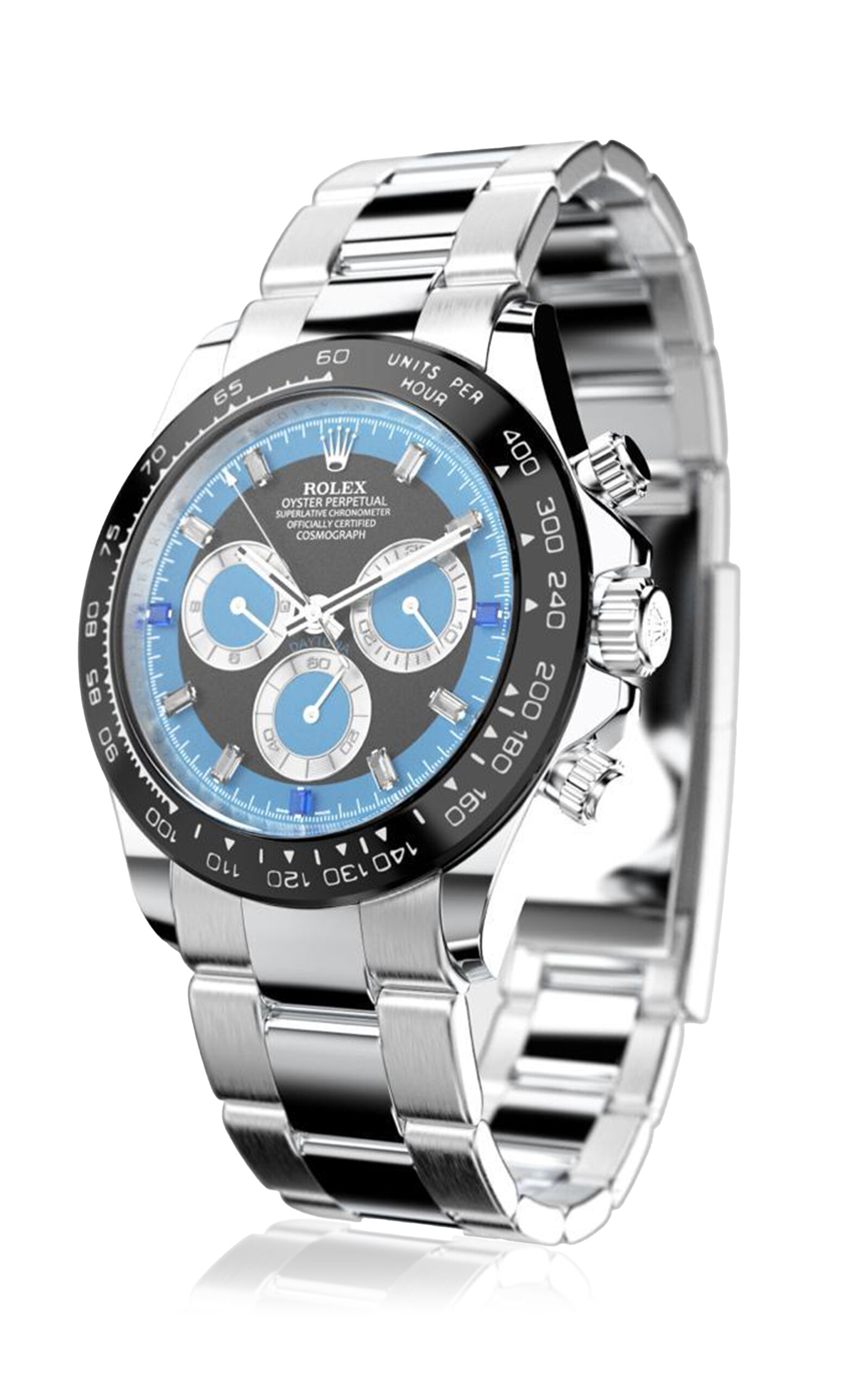 Private Label London Steel Blue Daytona Sport Watch In Silver