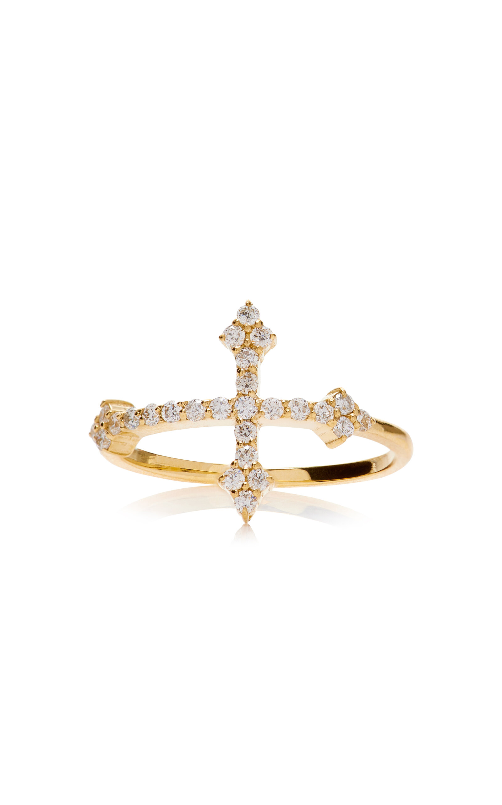 DRU. Women's Cross Your Fingers 14K Yellow Gold Diamond Ring