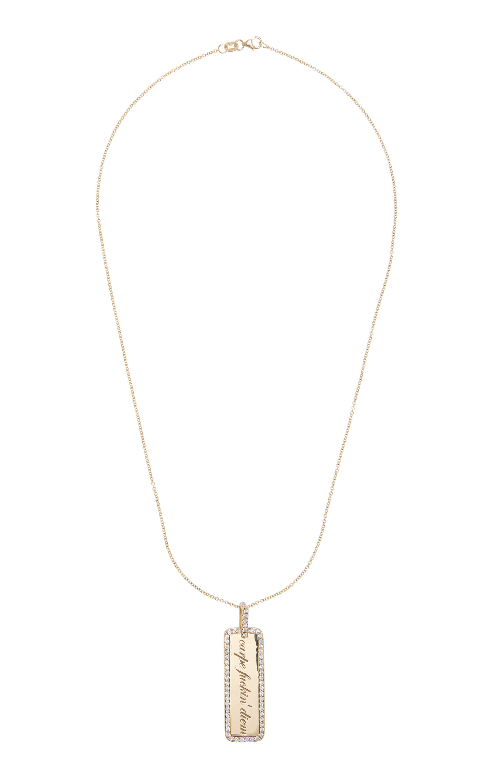 DRU. Women's Carpe F**kin' Diem 14K Yellow Gold Diamond Memento Tag Necklace