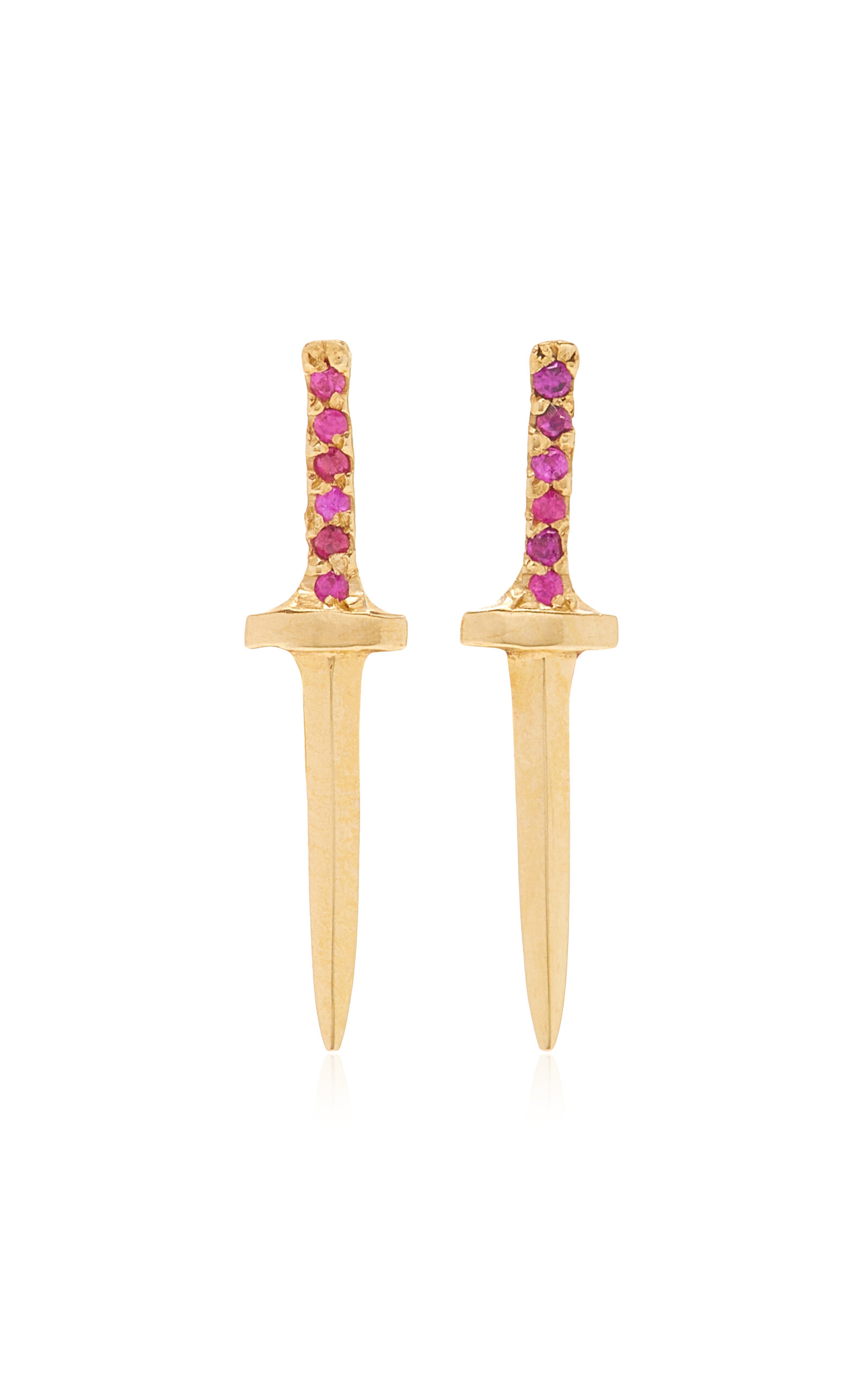 Dru Women's Baby Dagger 14k Yellow Gold Ruby Earrings In Pink