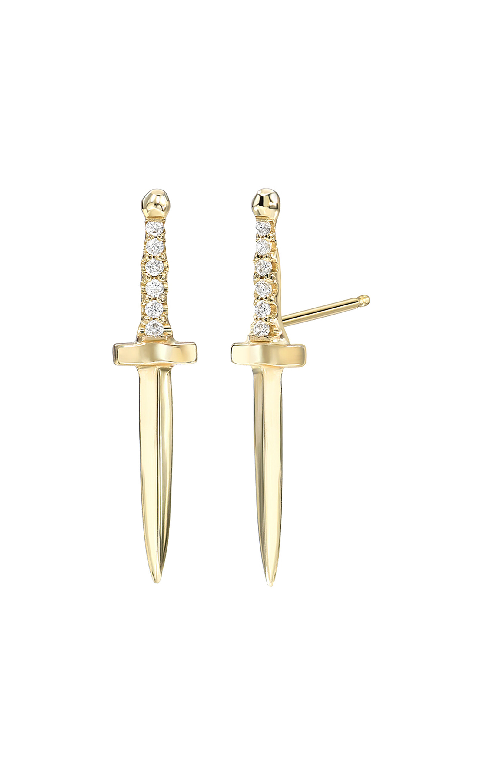 Dru Baby Dagger 14k Yellow Gold Diamond Earrings